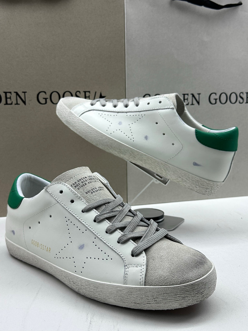 Golden Goose Super-Star 'Perforated Star/Green Heel Tab'
