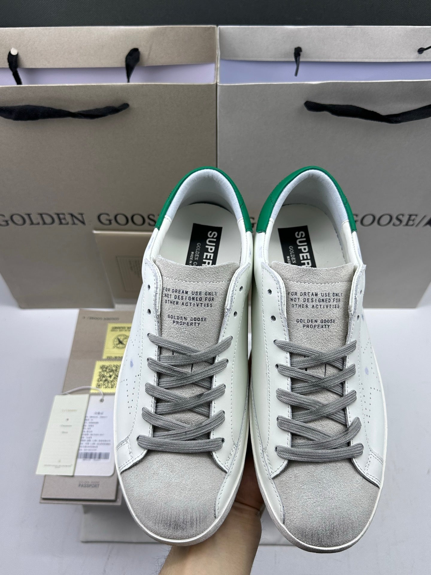 Golden Goose Super-Star 'Perforated Star/Green Heel Tab'