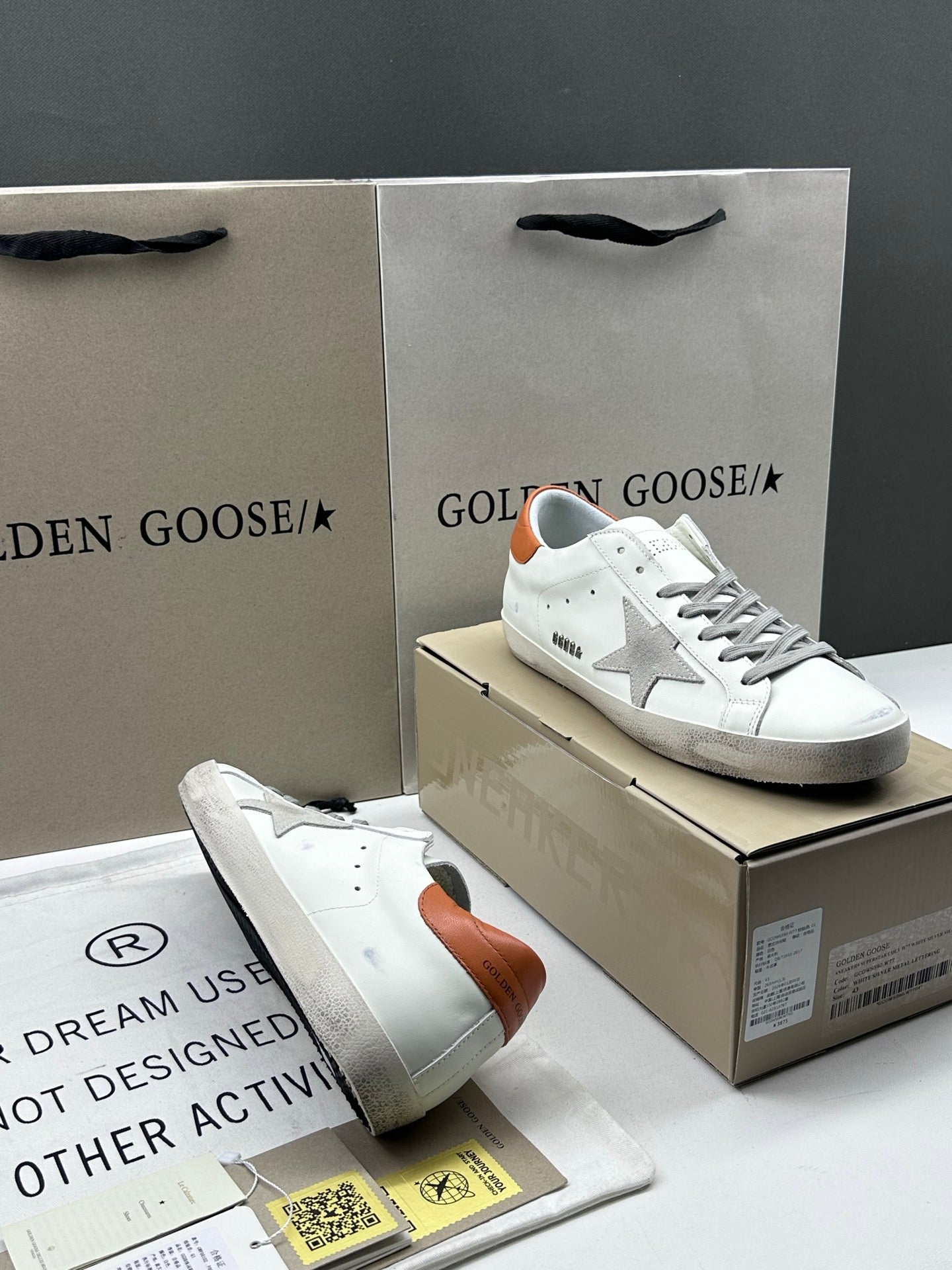Golden Goose Super-Star 'Grey Suede Star/Brown Heel Tab'