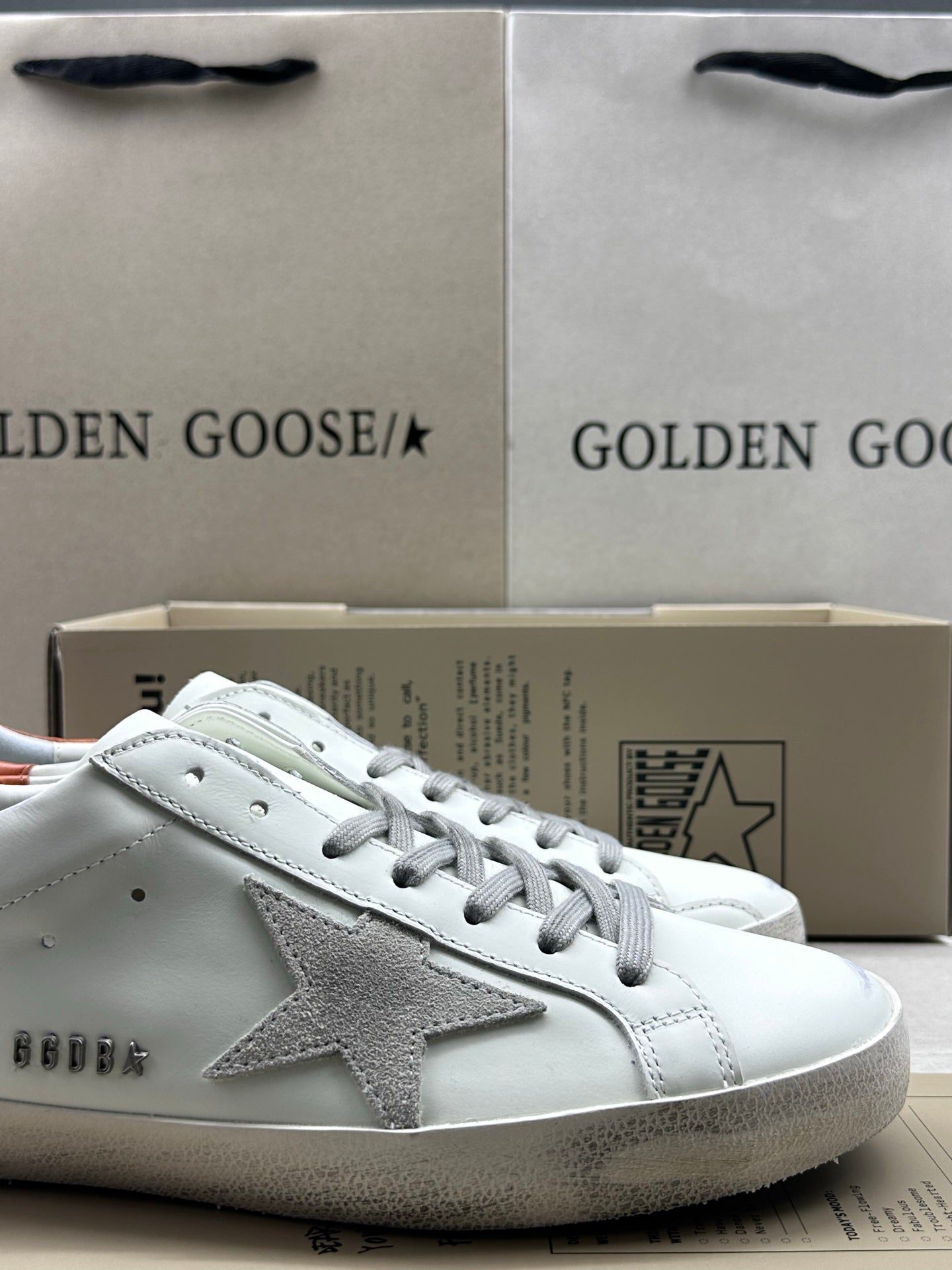 Golden Goose Super-Star 'Grey Suede Star/Brown Heel Tab'