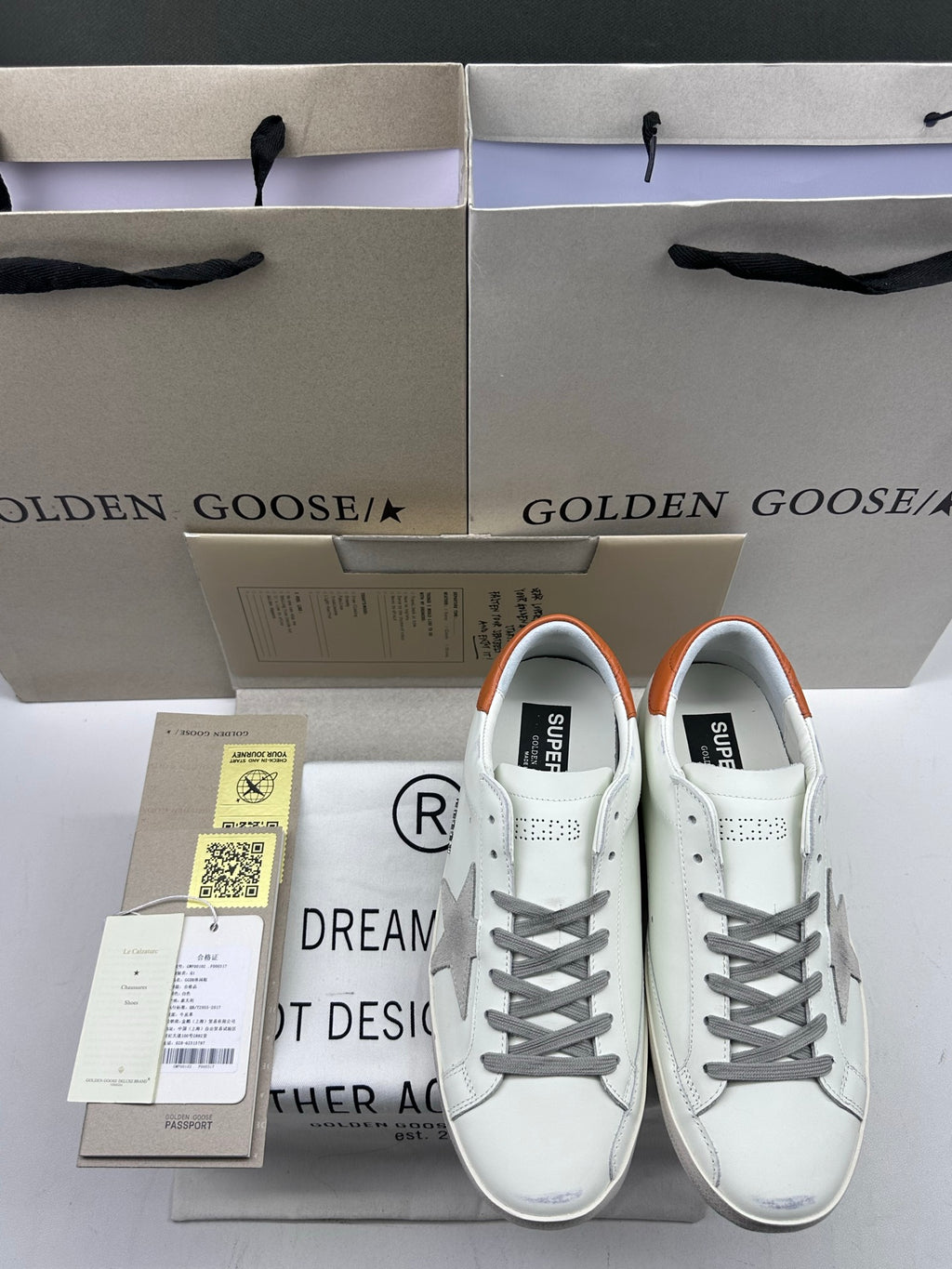 Golden Goose Super-Star 'Grey Suede Star/Brown Heel Tab'