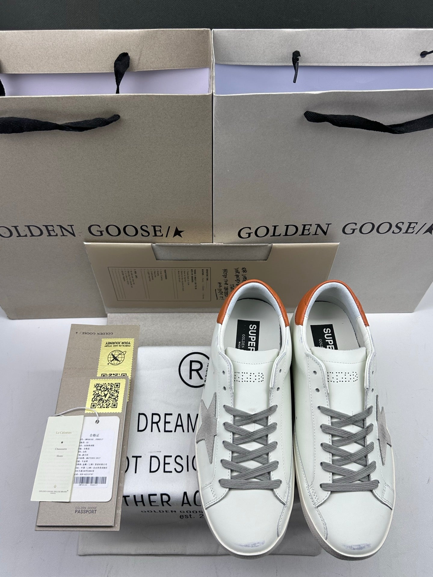 Golden Goose Super-Star 'Grey Suede Star/Brown Heel Tab'