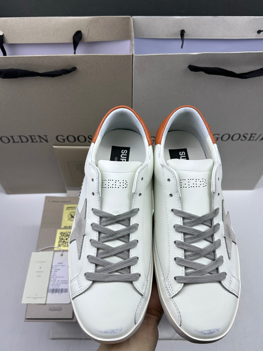 Golden Goose Super-Star 'Grey Suede Star/Brown Heel Tab'