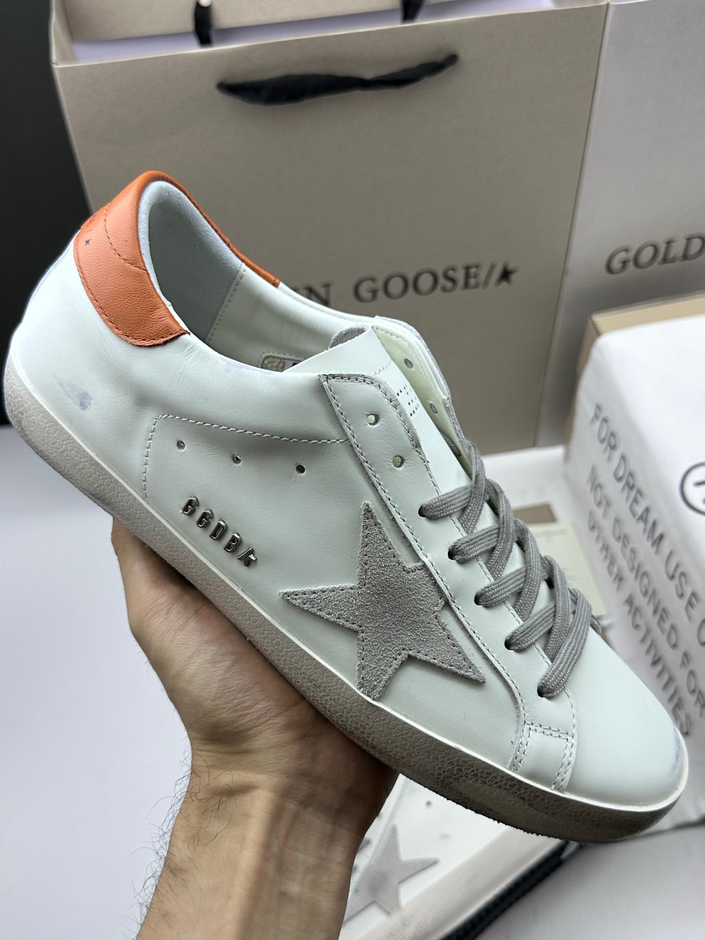 Golden Goose Super-Star 'Grey Suede Star/Brown Heel Tab'