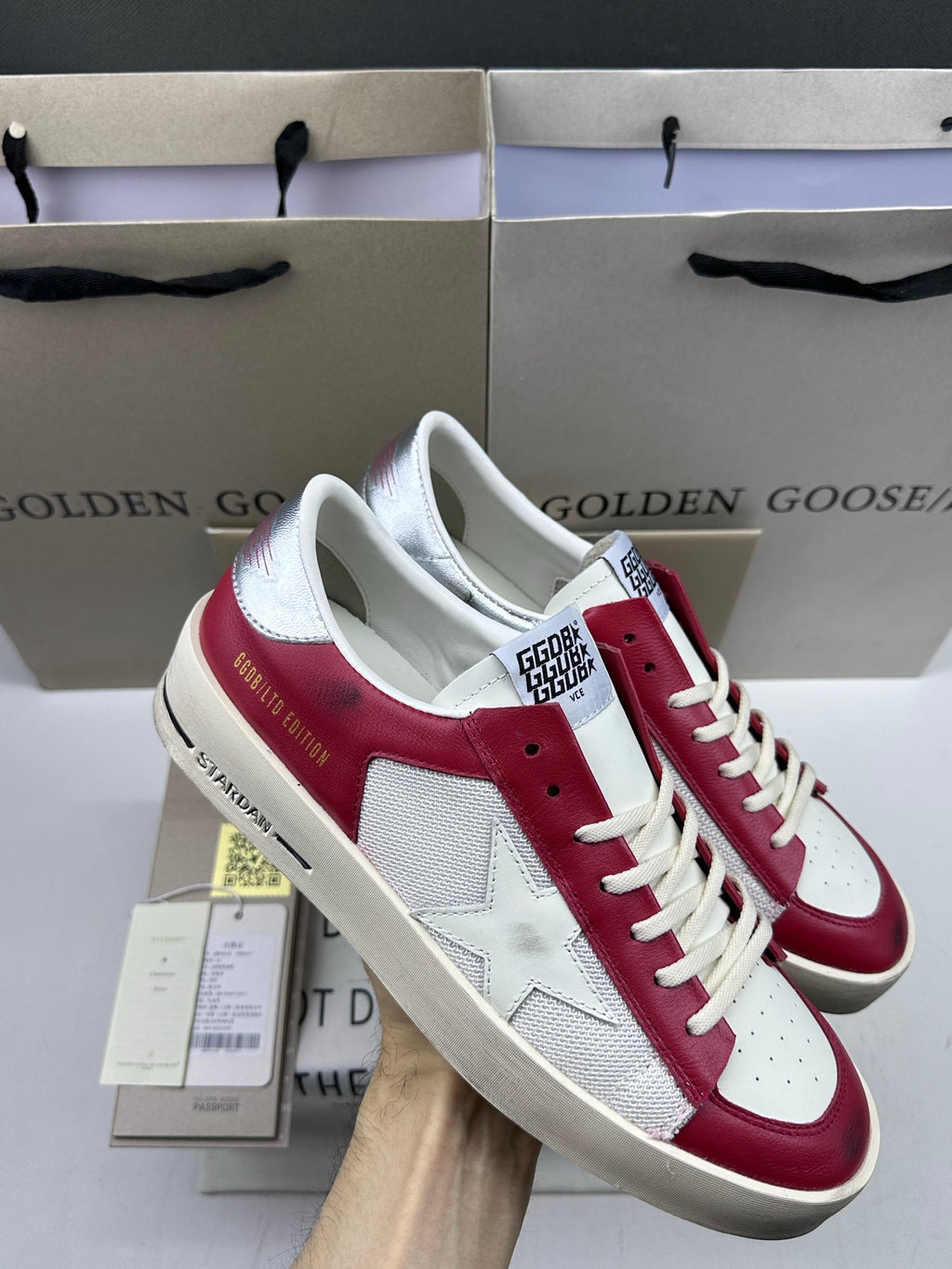 Golden Goose Stardan 'Mesh Grey Star/Silver Metallic Heel Tab'