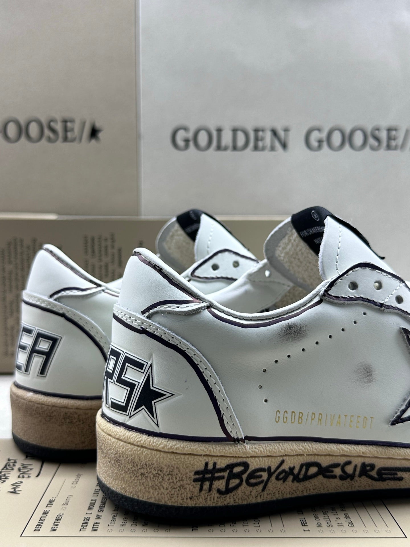 Golden Goose Ball-Star 'Doodle Star Outline & Heel Tab with Slogan Midsole'