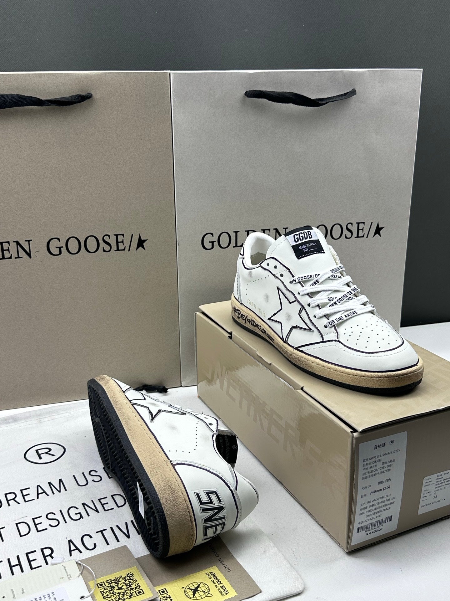 Golden Goose Ball-Star 'Doodle Star Outline & Heel Tab with Slogan Midsole'