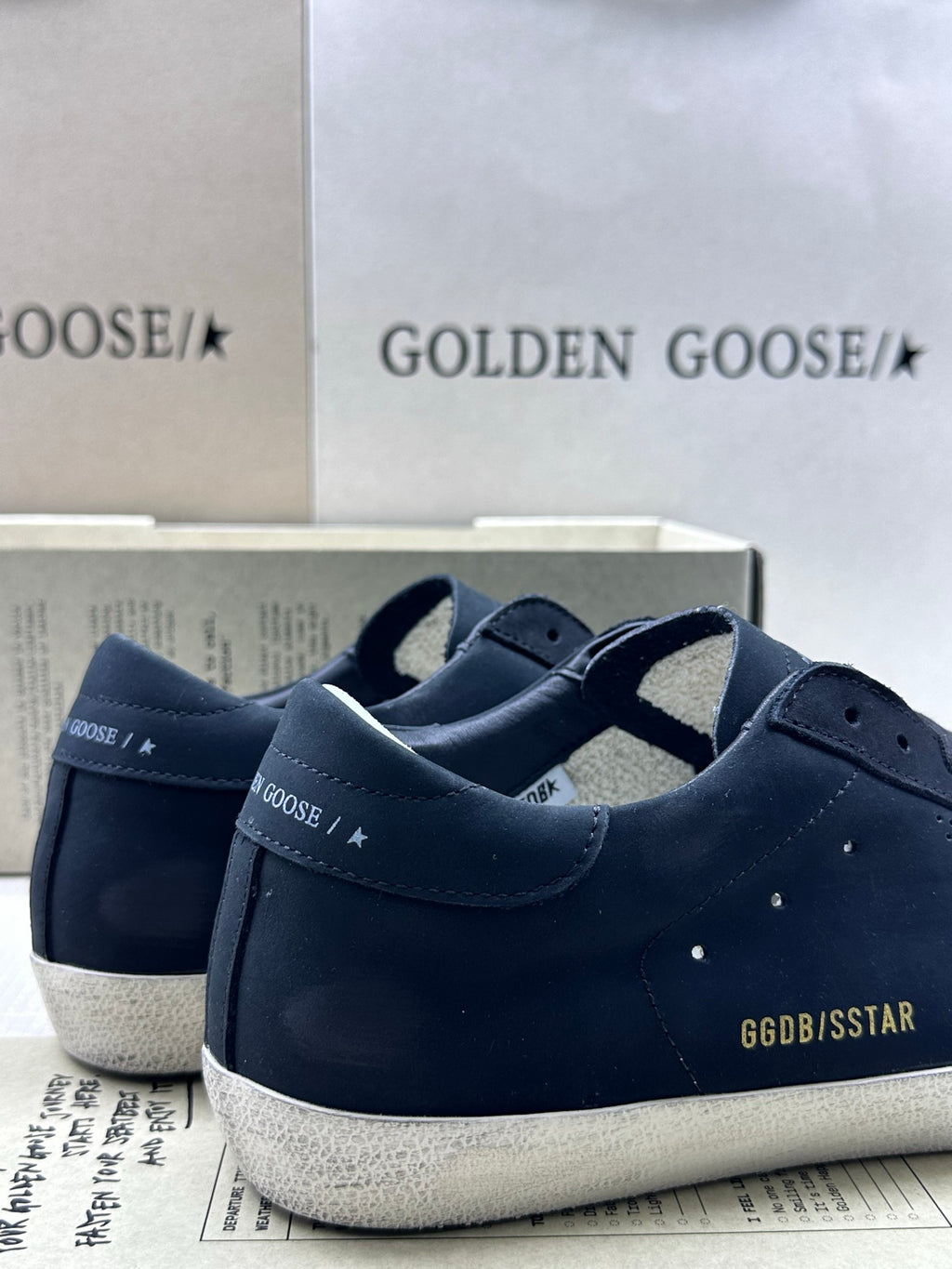 Golden Goose  Super-Star 'Black Nubuck Perforated Star/Black Heel Tab'