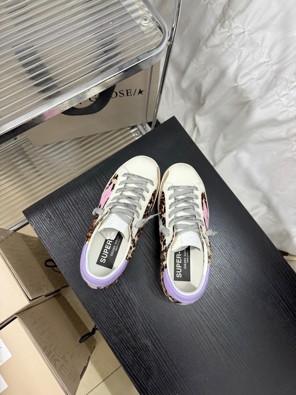 Golden Goose Super-Star 'Leopard Print Pink Star/Light Purple Heel Tab'