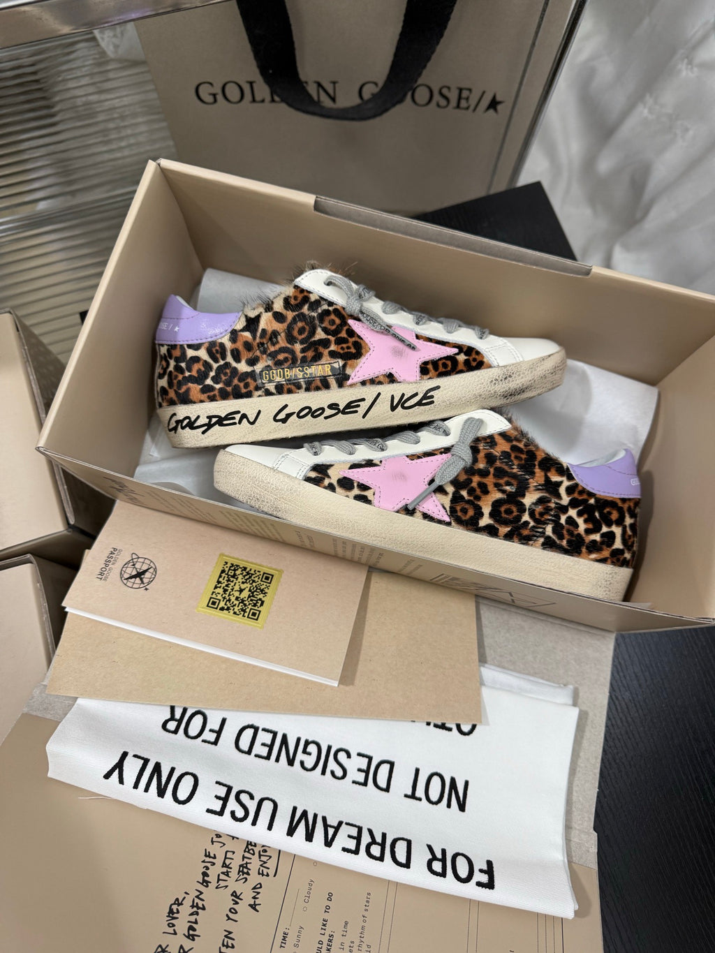 Golden Goose Super-Star 'Leopard Print Pink Star/Light Purple Heel Tab'