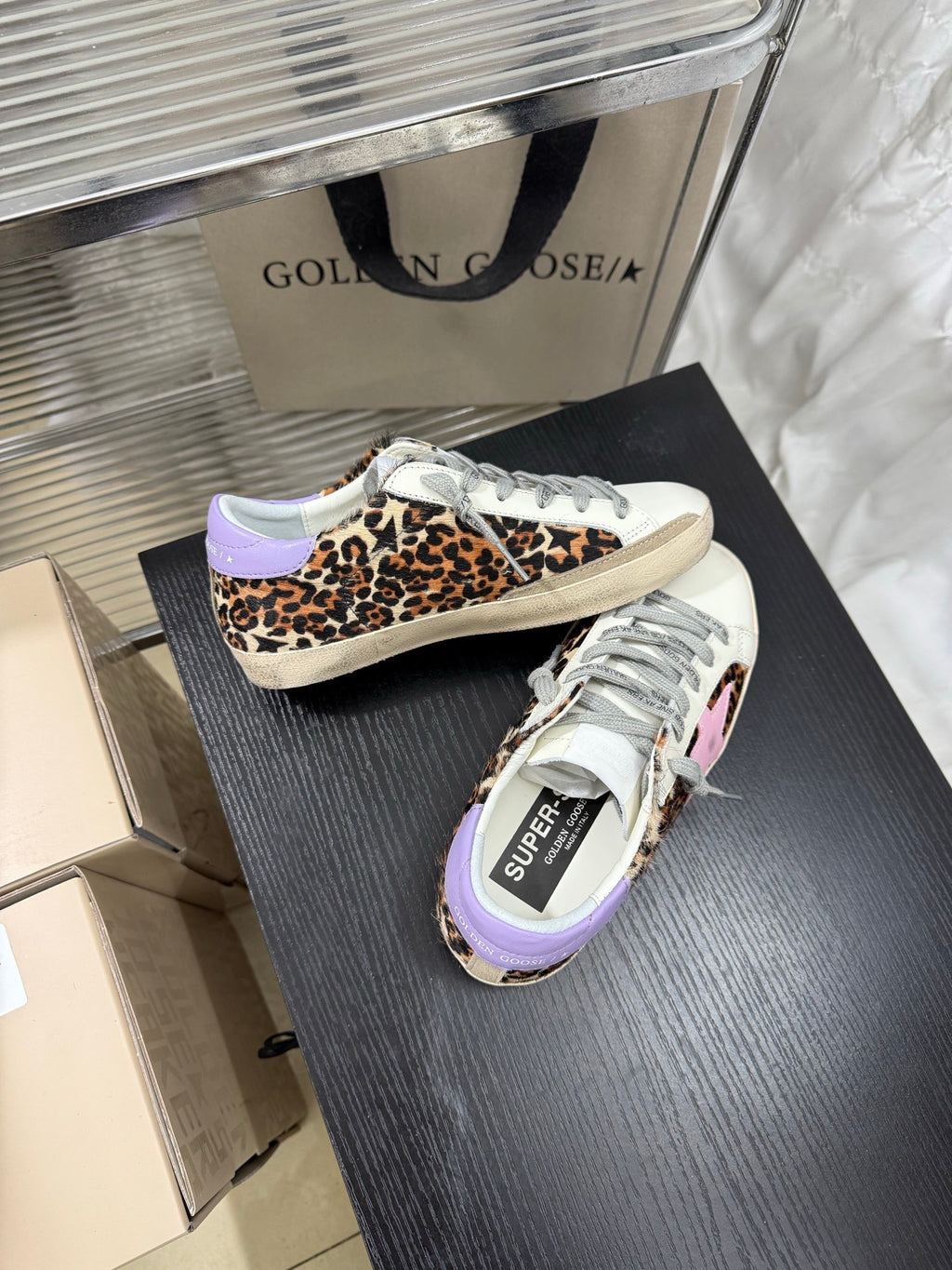 Golden Goose Super-Star 'Leopard Print Pink Star/Light Purple Heel Tab'