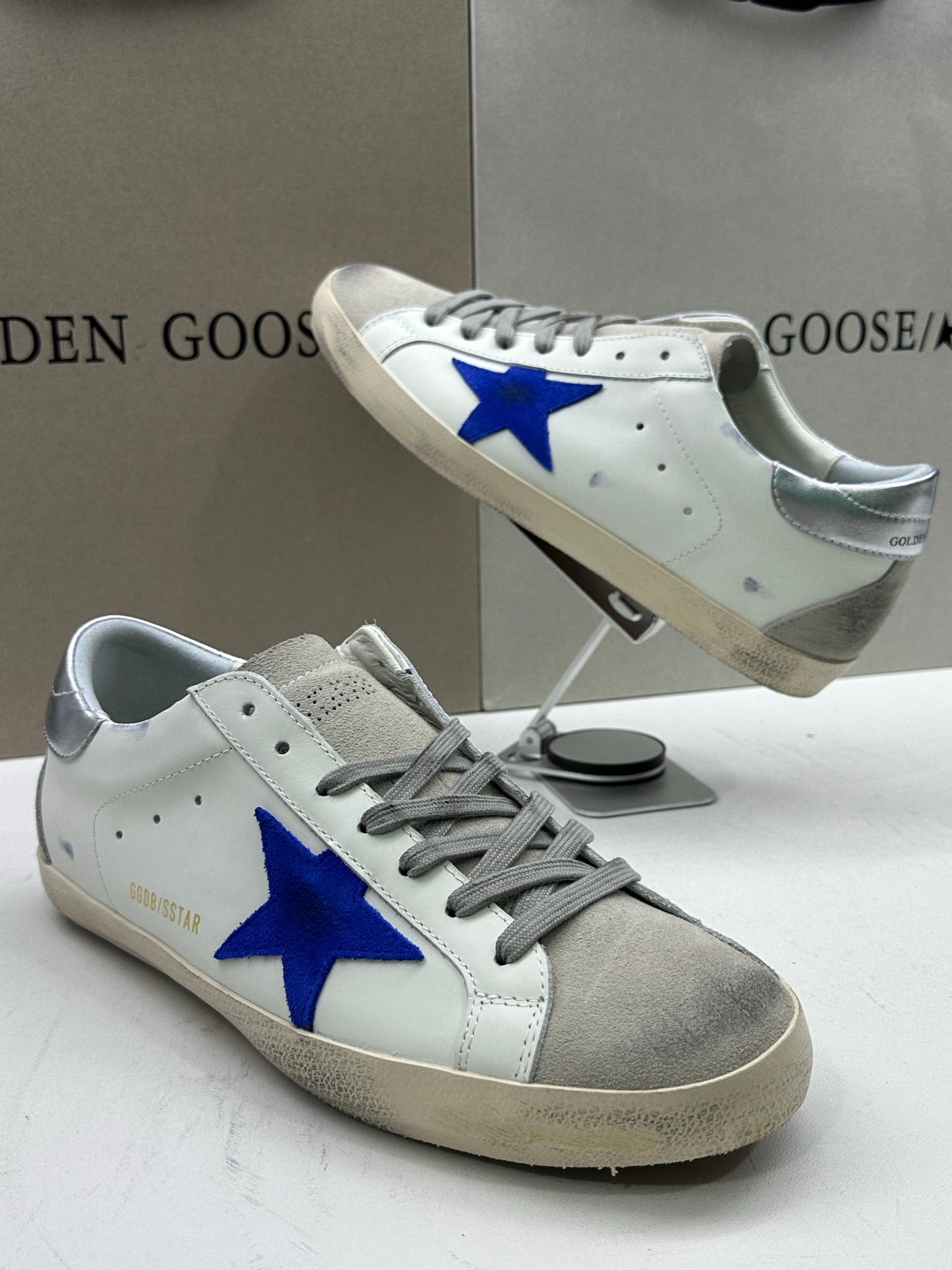 Golden Goose Super-Star 'Blue Suede Star/Silver Heel Tab'