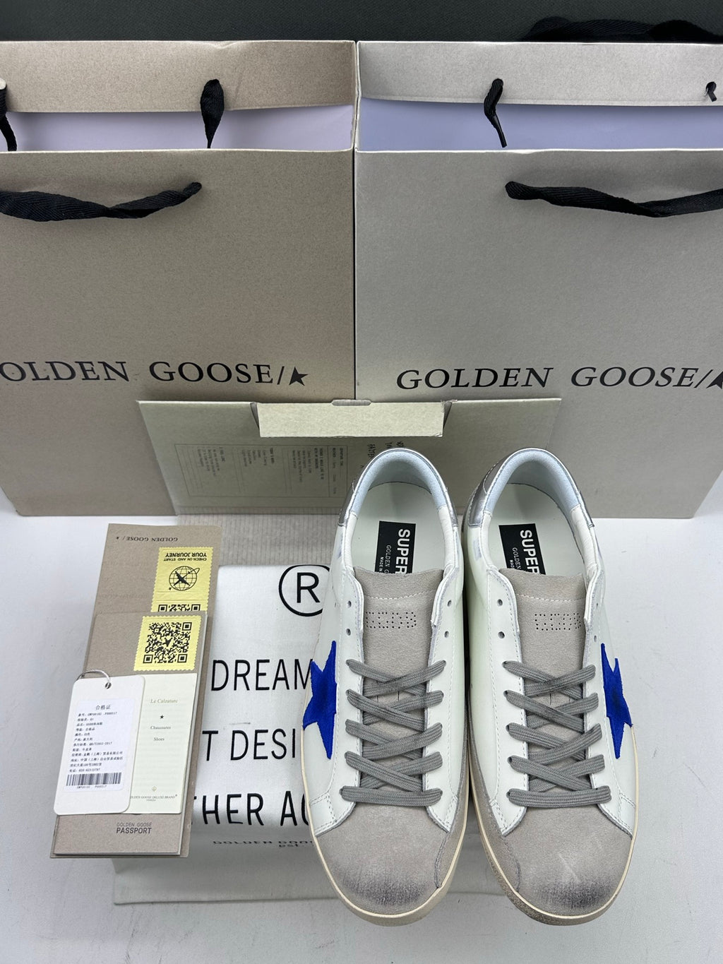 Golden Goose Super-Star 'Blue Suede Star/Silver Heel Tab'