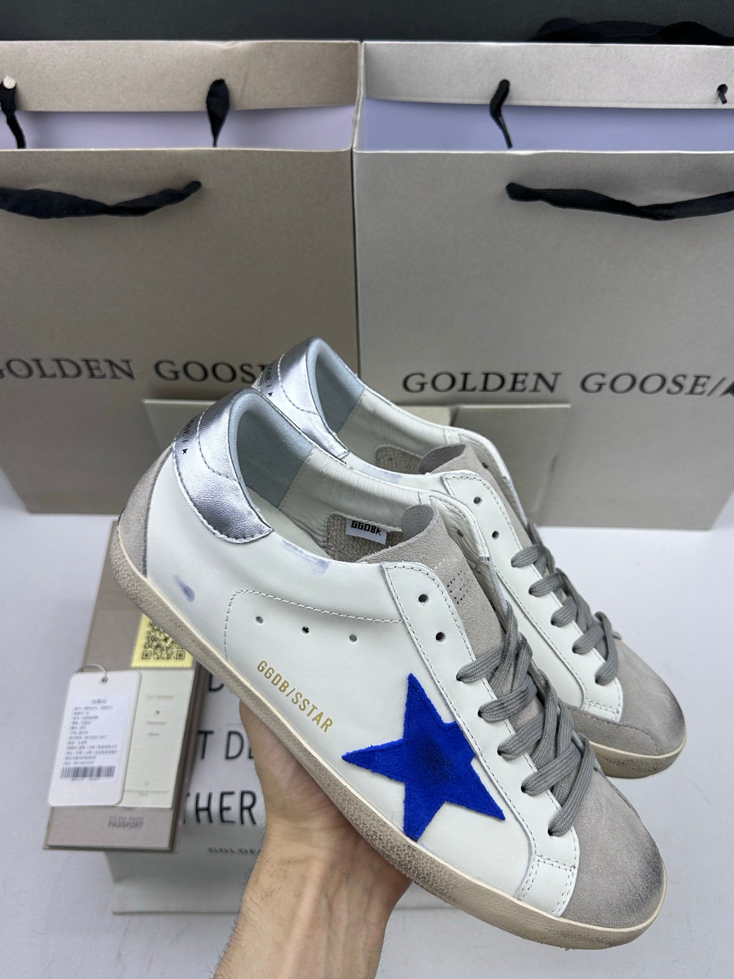 Golden Goose Super-Star 'Blue Suede Star/Silver Heel Tab'