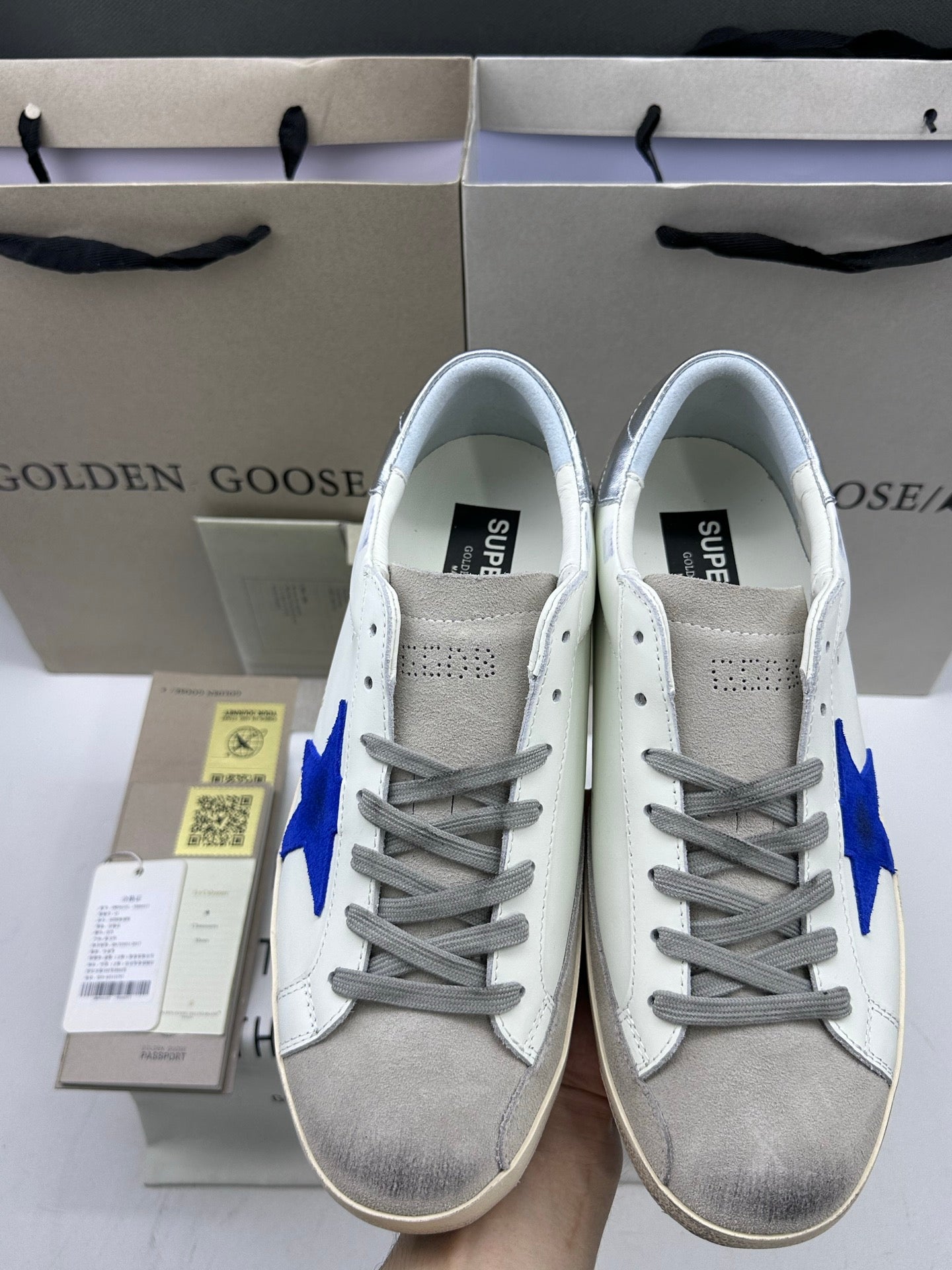 Golden Goose Super-Star 'Blue Suede Star/Silver Heel Tab'