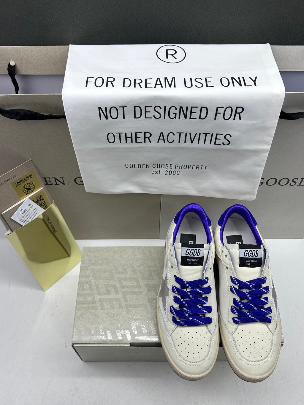 Golden Goose Ball-Star LTD 'Matte Grey Star/Roya Blue Heal Tab'