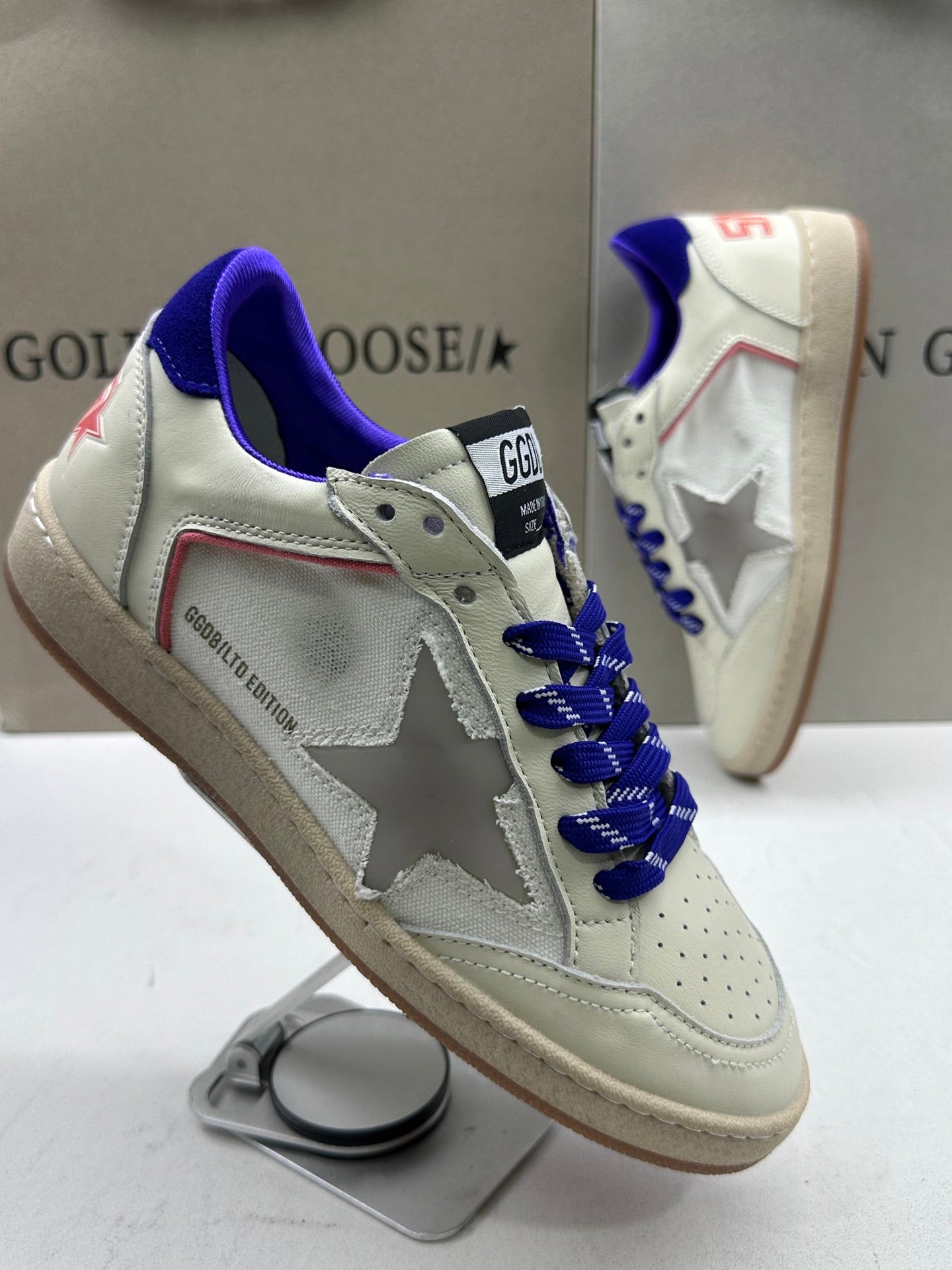 Golden Goose Ball-Star LTD 'Matte Grey Star/Roya Blue Heal Tab'
