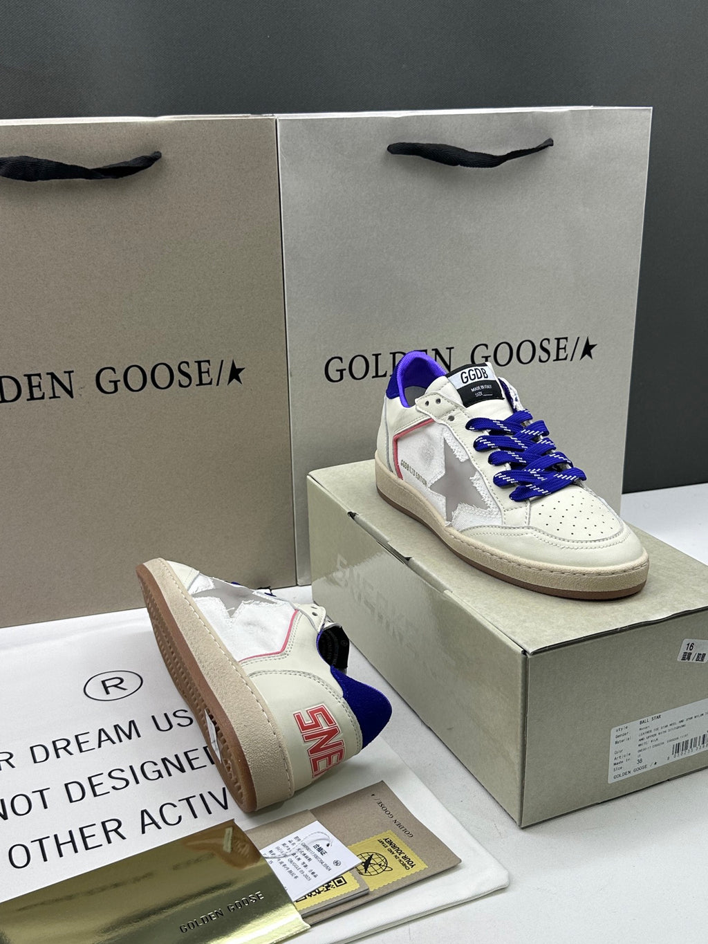 Golden Goose Ball-Star LTD 'Matte Grey Star/Roya Blue Heal Tab'
