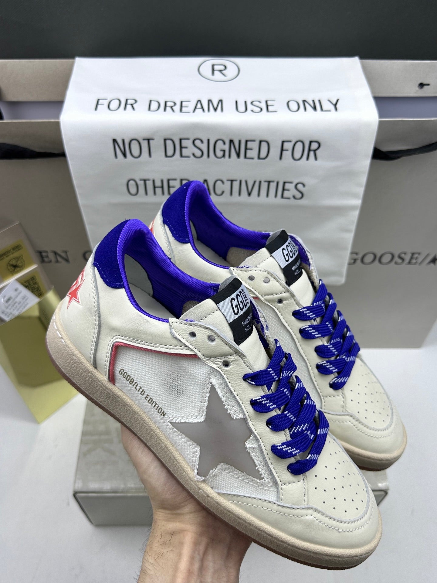 Golden Goose Ball-Star LTD 'Matte Grey Star/Roya Blue Heal Tab'
