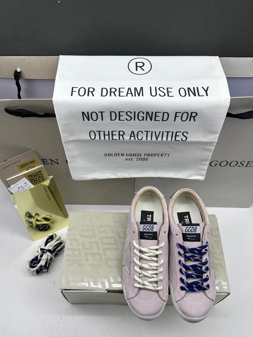 Golden Goose True-Star 'Pastel Pink Suede Silver Star & Heel Tab'