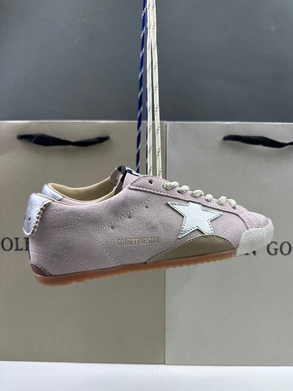 Golden Goose True-Star 'Pastel Pink Suede Silver Star & Heel Tab'