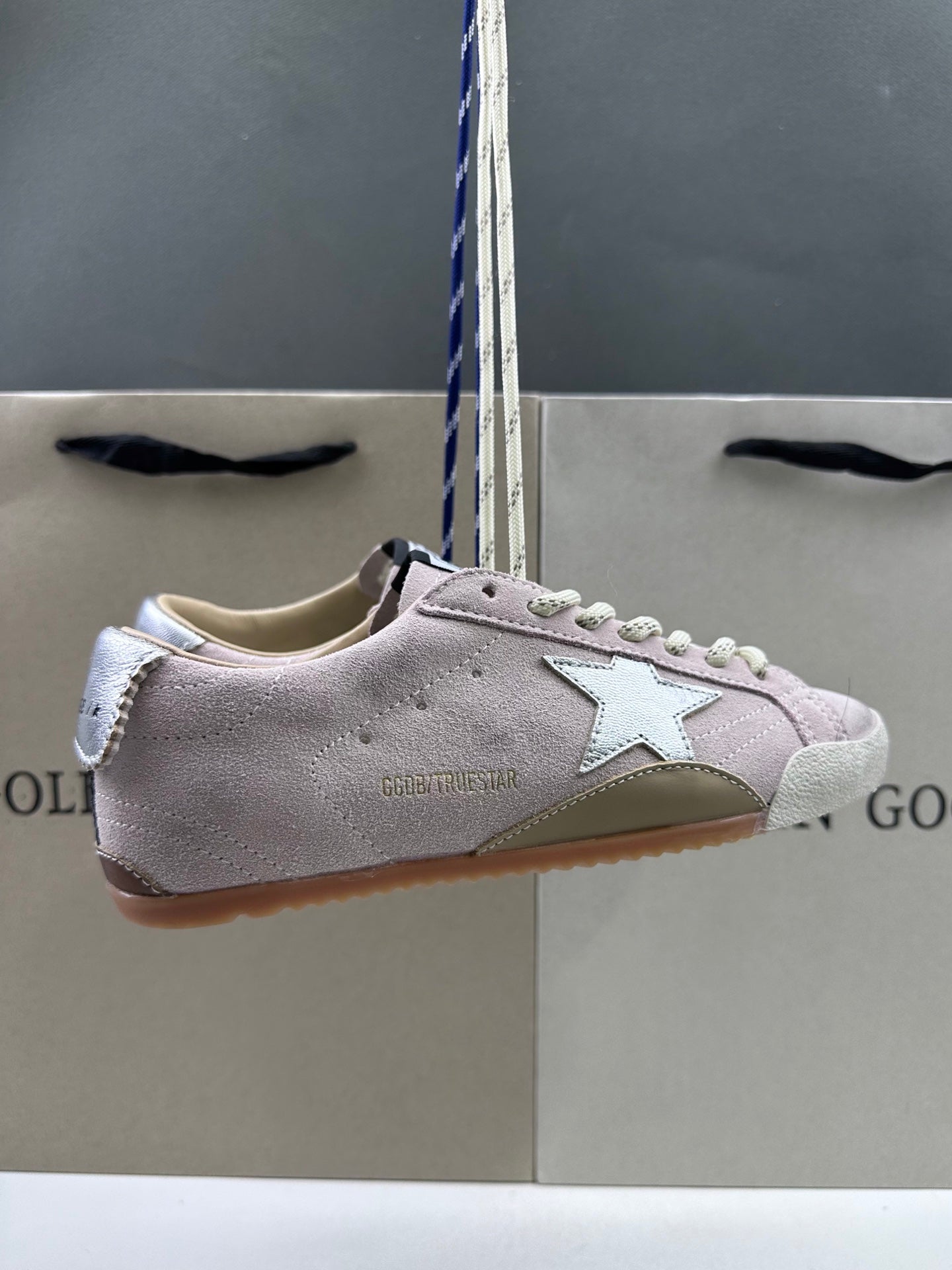 Golden Goose True-Star 'Pastel Pink Suede Silver Star & Heel Tab'