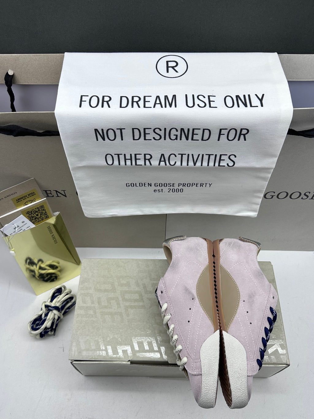 Golden Goose True-Star 'Pastel Pink Suede Silver Star & Heel Tab'