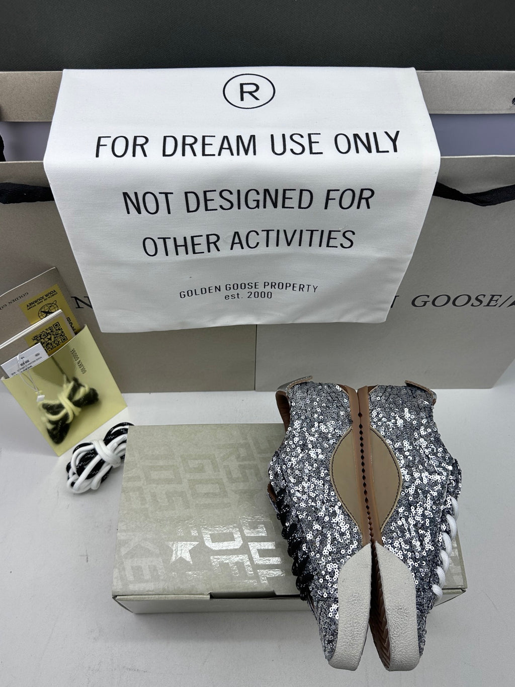 Golden Goose True-Star 'Silver Sequins Black Star/Silver Leather Heel Tab'