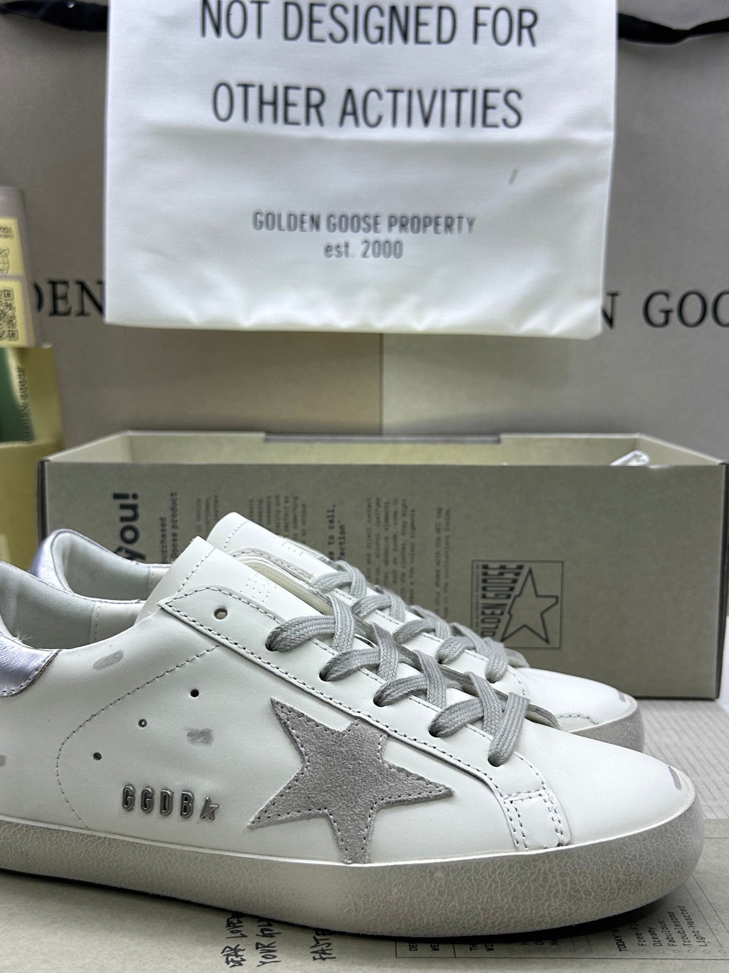 Golden Goose Super-Star 'Grey Suede Star/Silver Heel Tab'