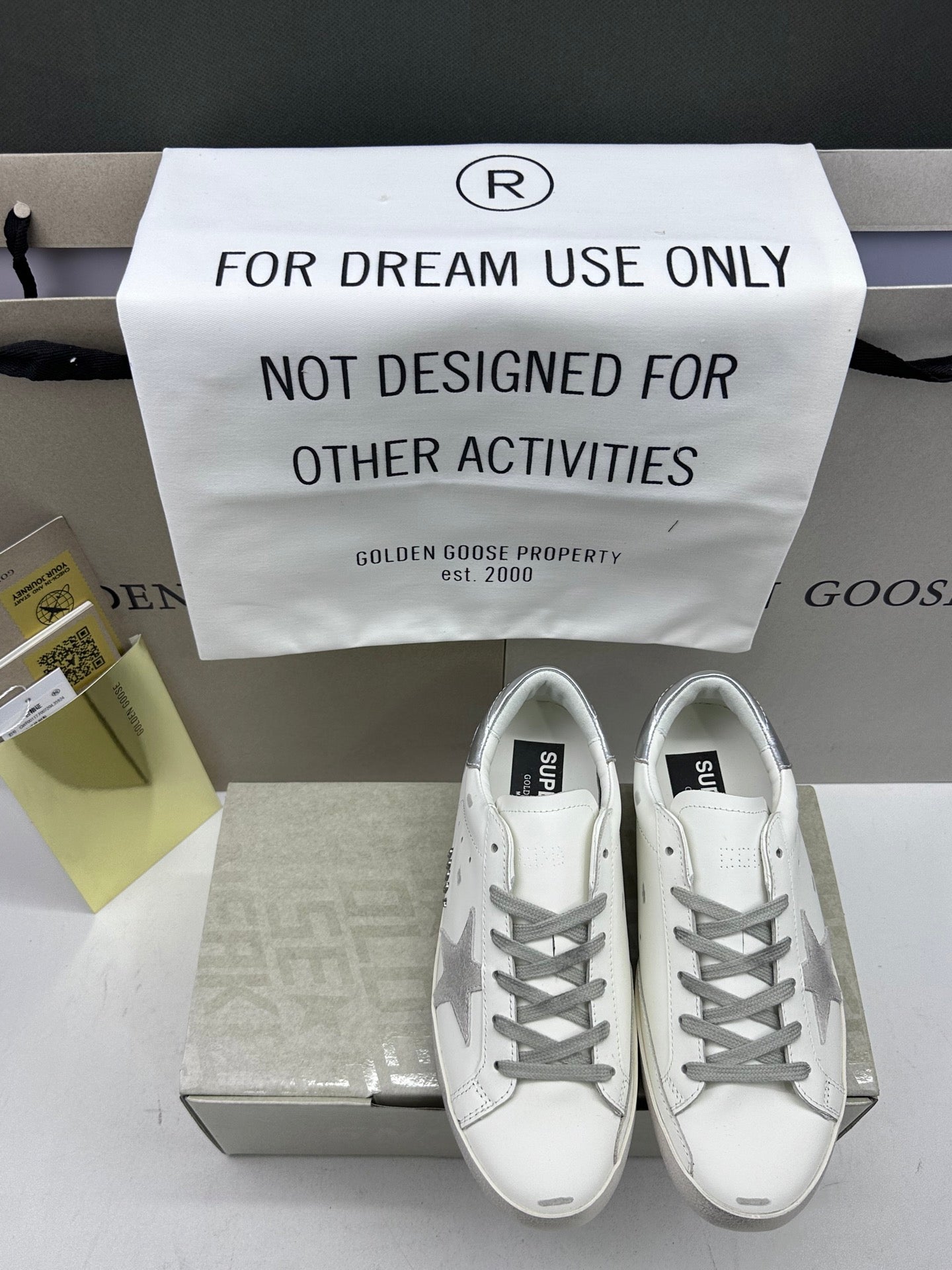 Golden Goose Super-Star 'Grey Suede Star/Silver Heel Tab'