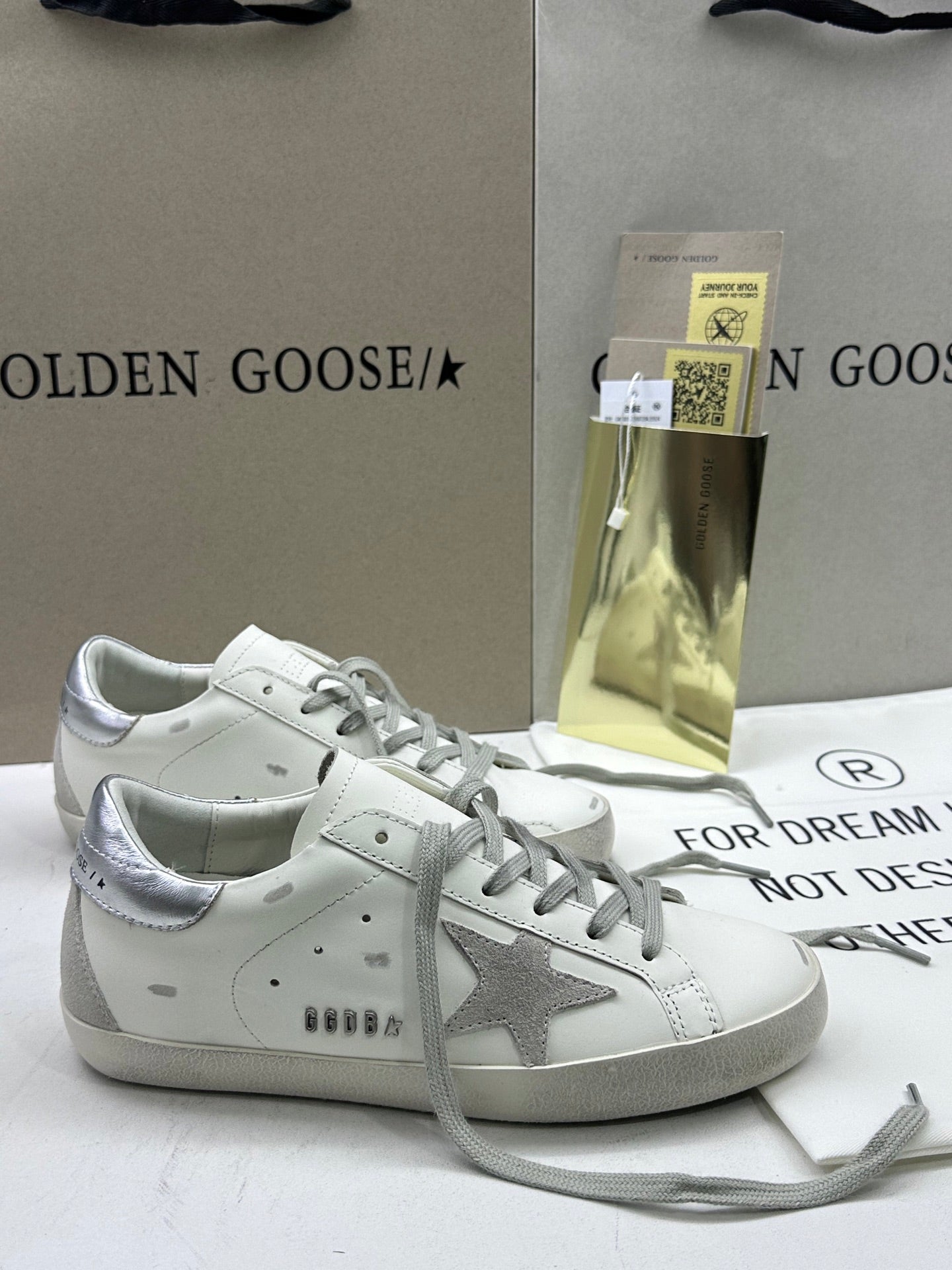 Golden Goose Super-Star 'Grey Suede Star/Silver Heel Tab'