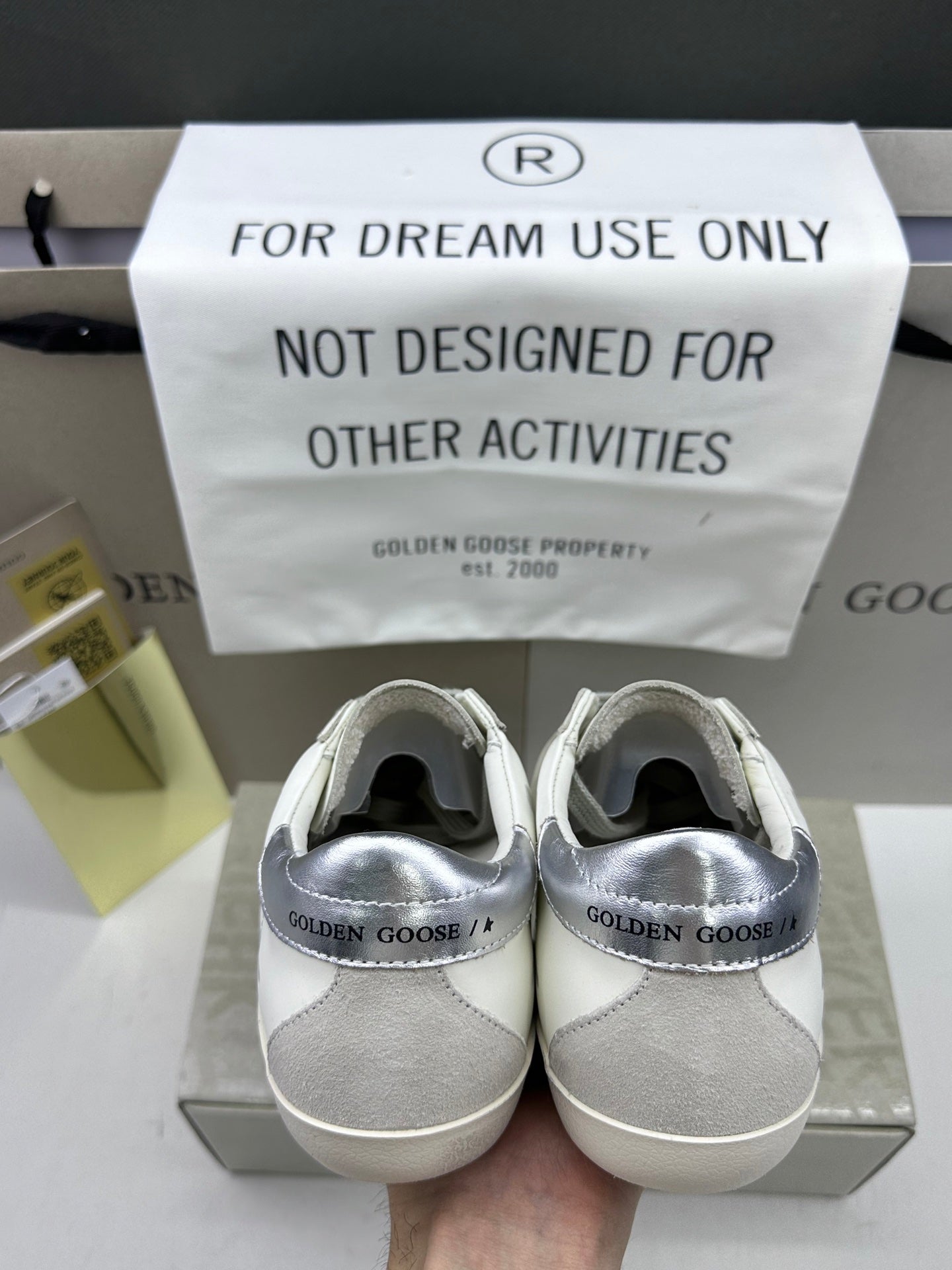 Golden Goose Super-Star 'Grey Suede Star/Silver Heel Tab'