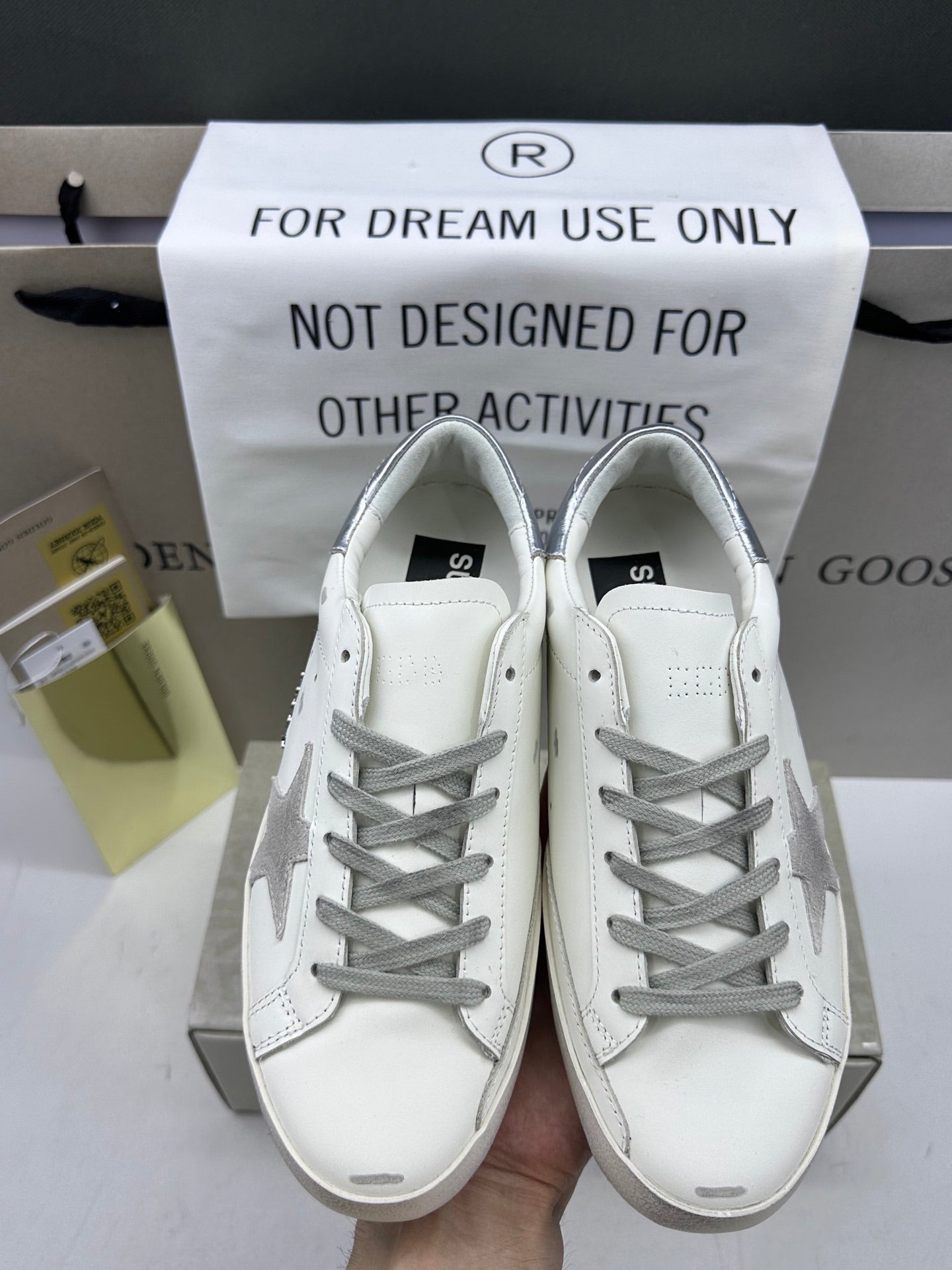 Golden Goose Super-Star 'Grey Suede Star/Silver Heel Tab'