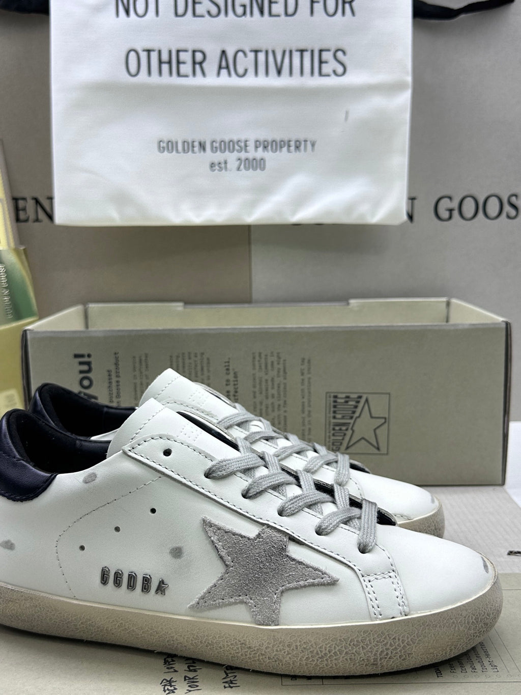 Golden Goose Super-Star 'Grey Suede Star/Black Leather Heel Tab'