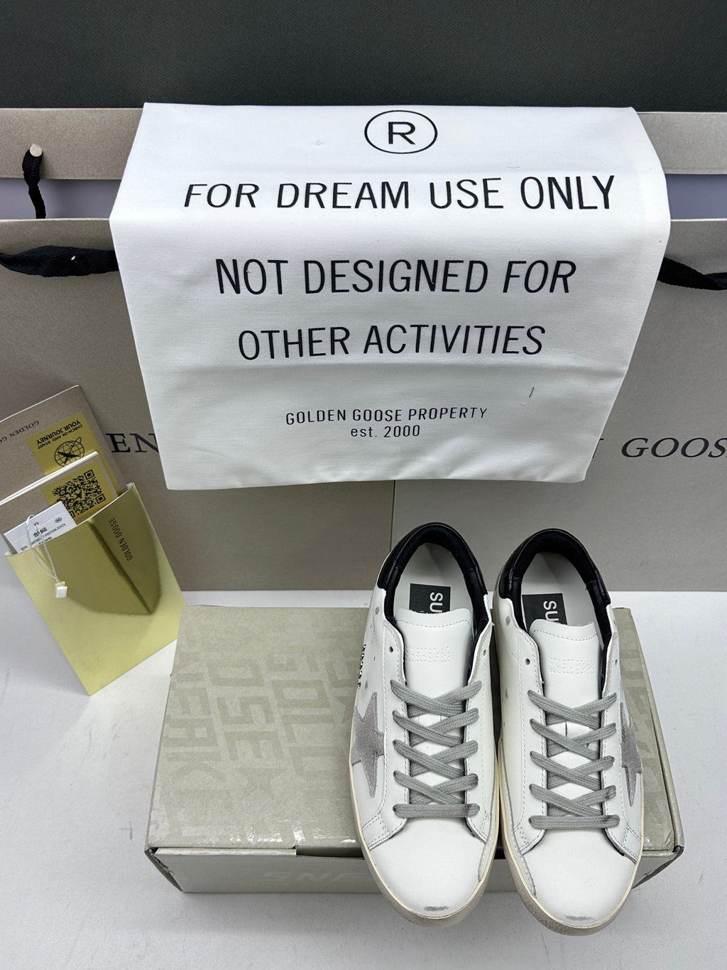 Golden Goose Super-Star 'Grey Suede Star/Black Leather Heel Tab'