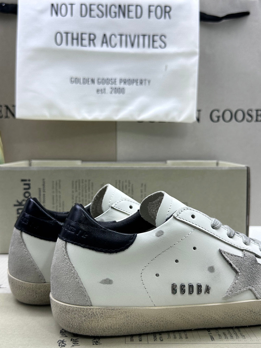 Golden Goose Super-Star 'Grey Suede Star/Black Leather Heel Tab'