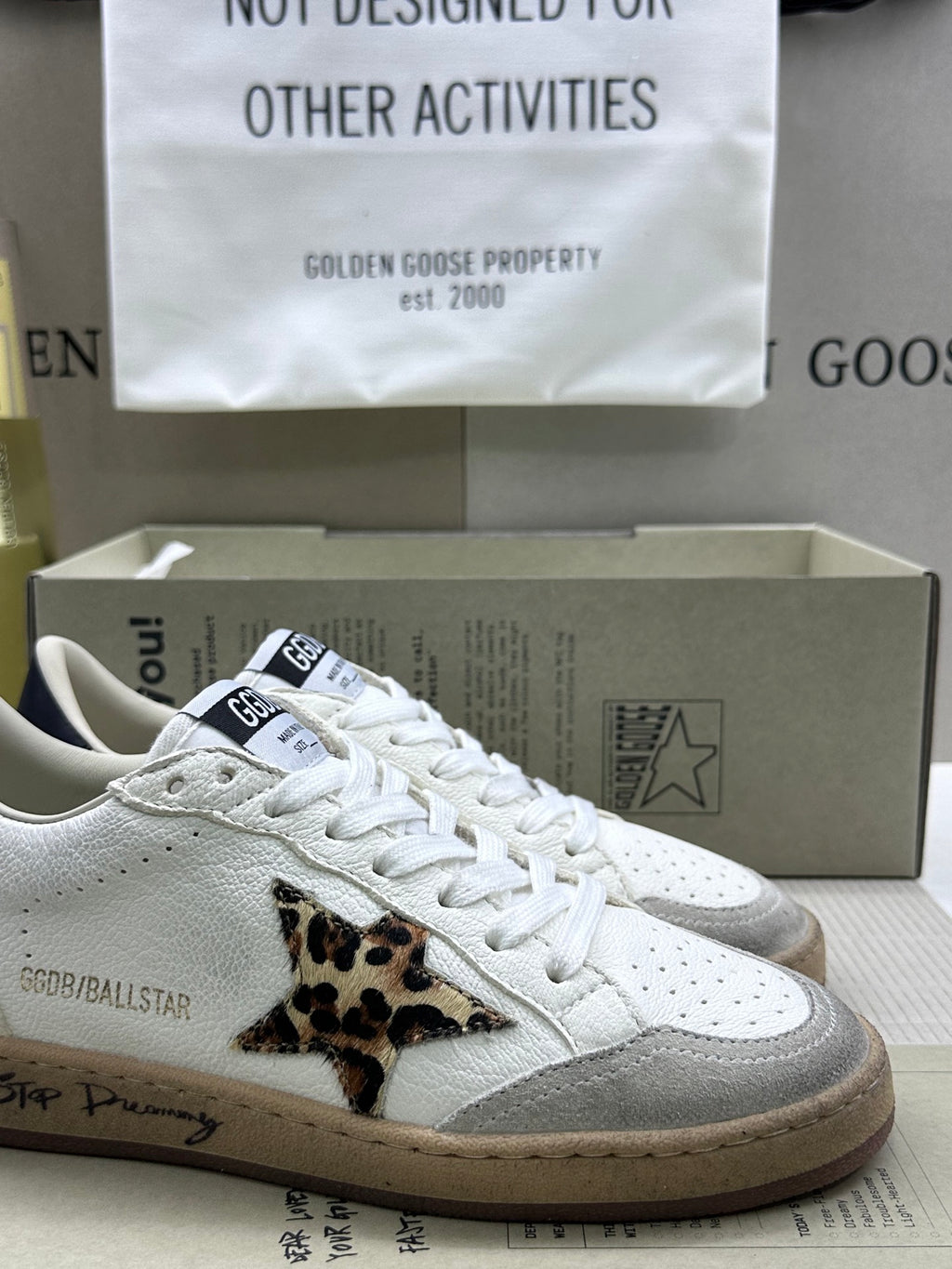 Golden Goose Ball-Star 'Leopard Print Star/Black Heel Tab'