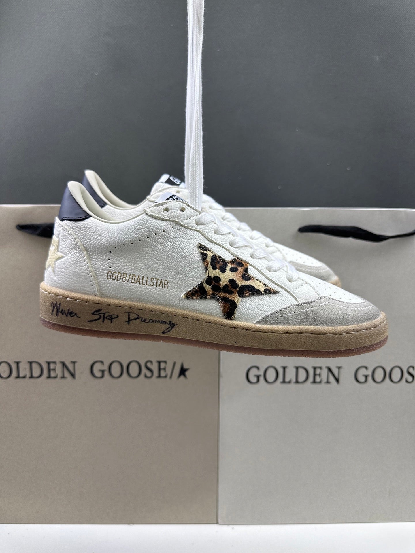 Golden Goose Ball-Star 'Leopard Print Star/Black Heel Tab'