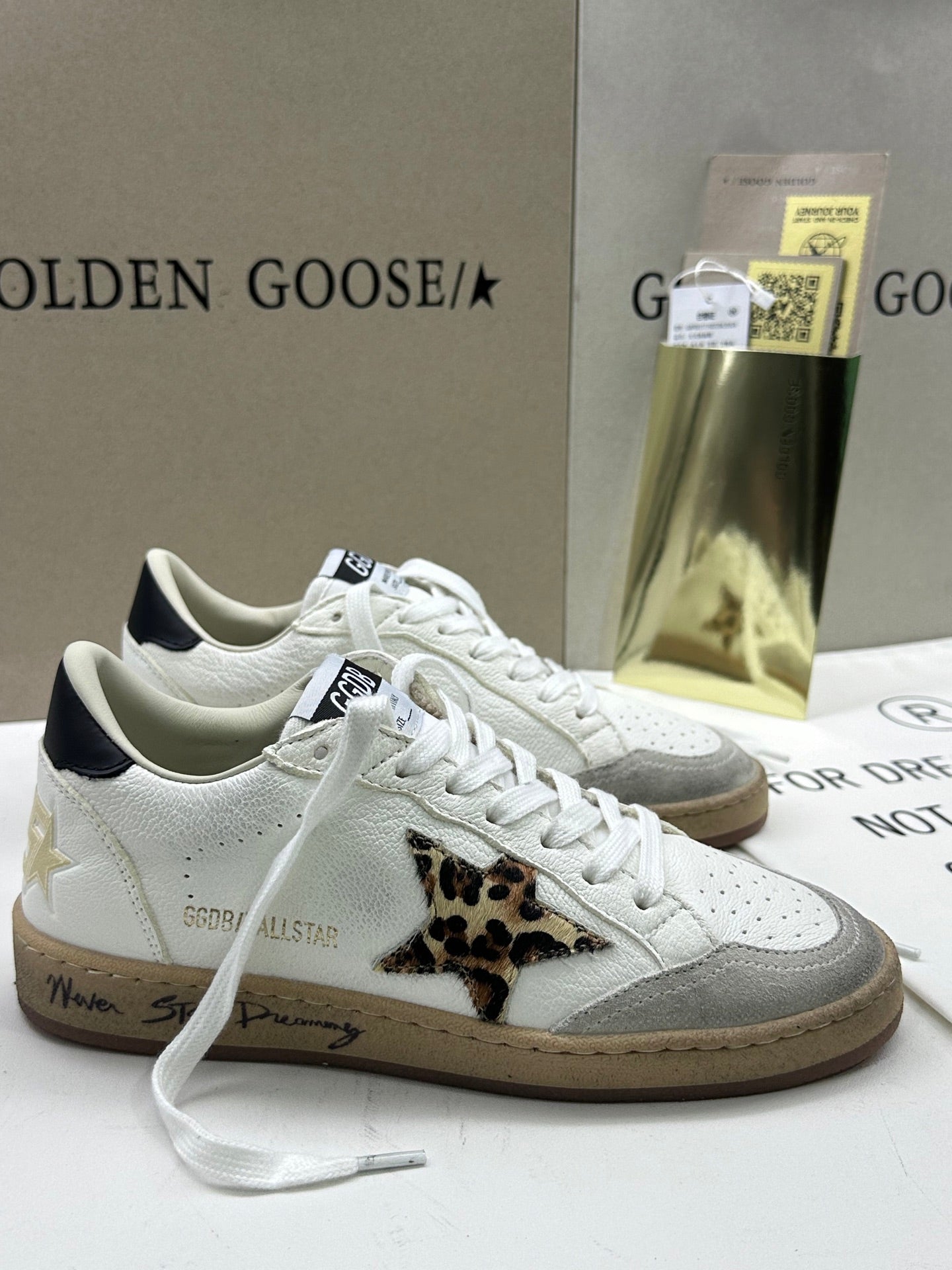 Golden Goose Ball-Star 'Leopard Print Star/Black Heel Tab'