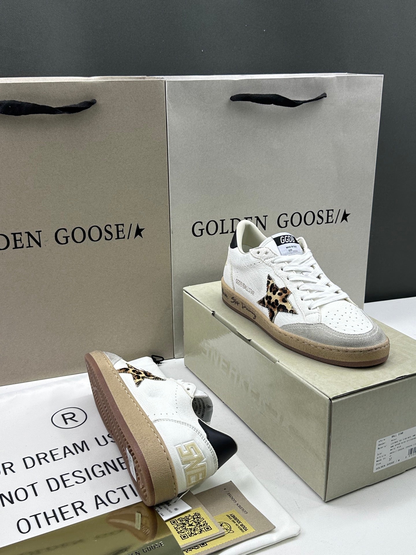Golden Goose Ball-Star 'Leopard Print Star/Black Heel Tab'