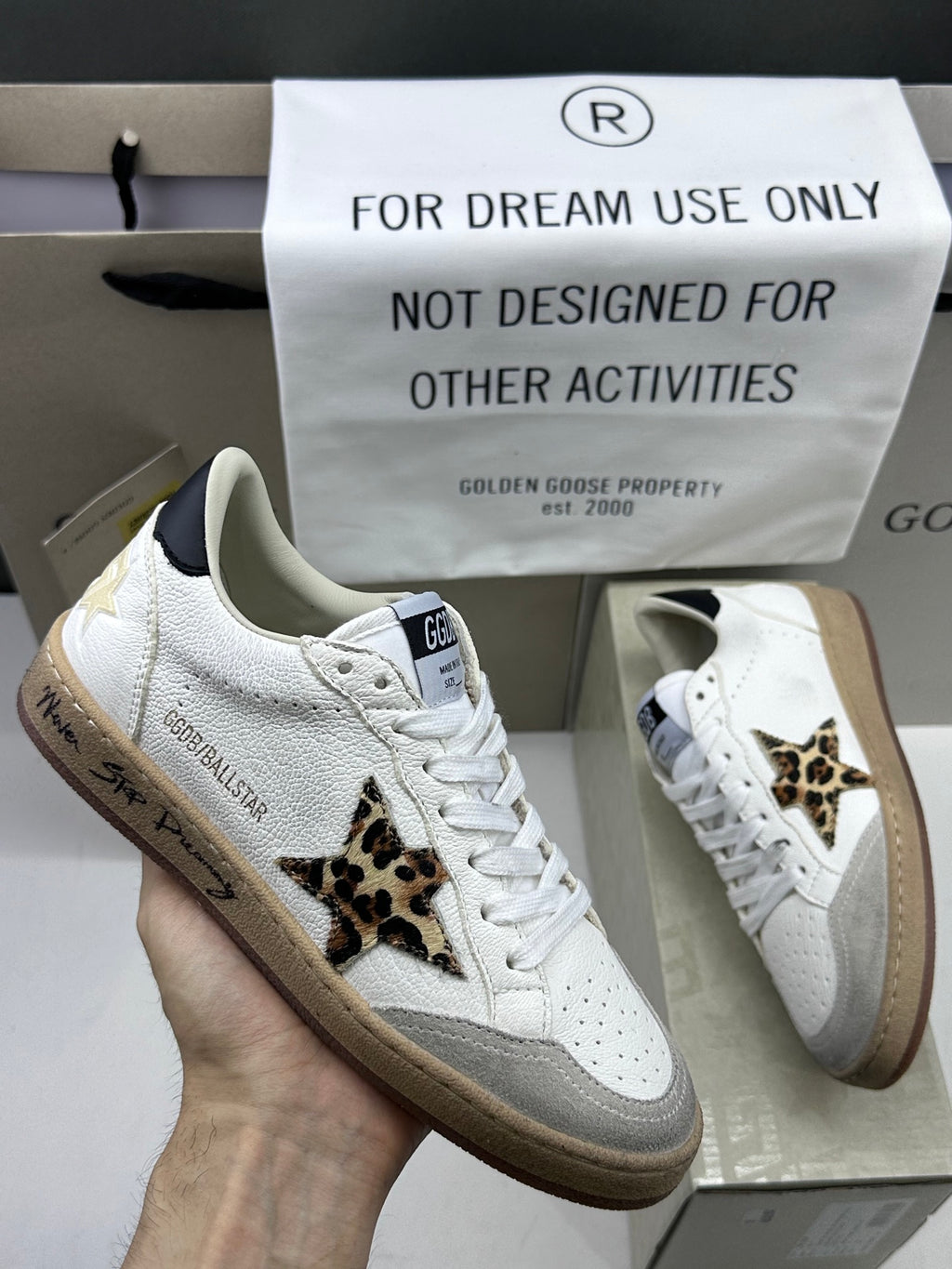 Golden Goose Ball-Star 'Leopard Print Star/Black Heel Tab'