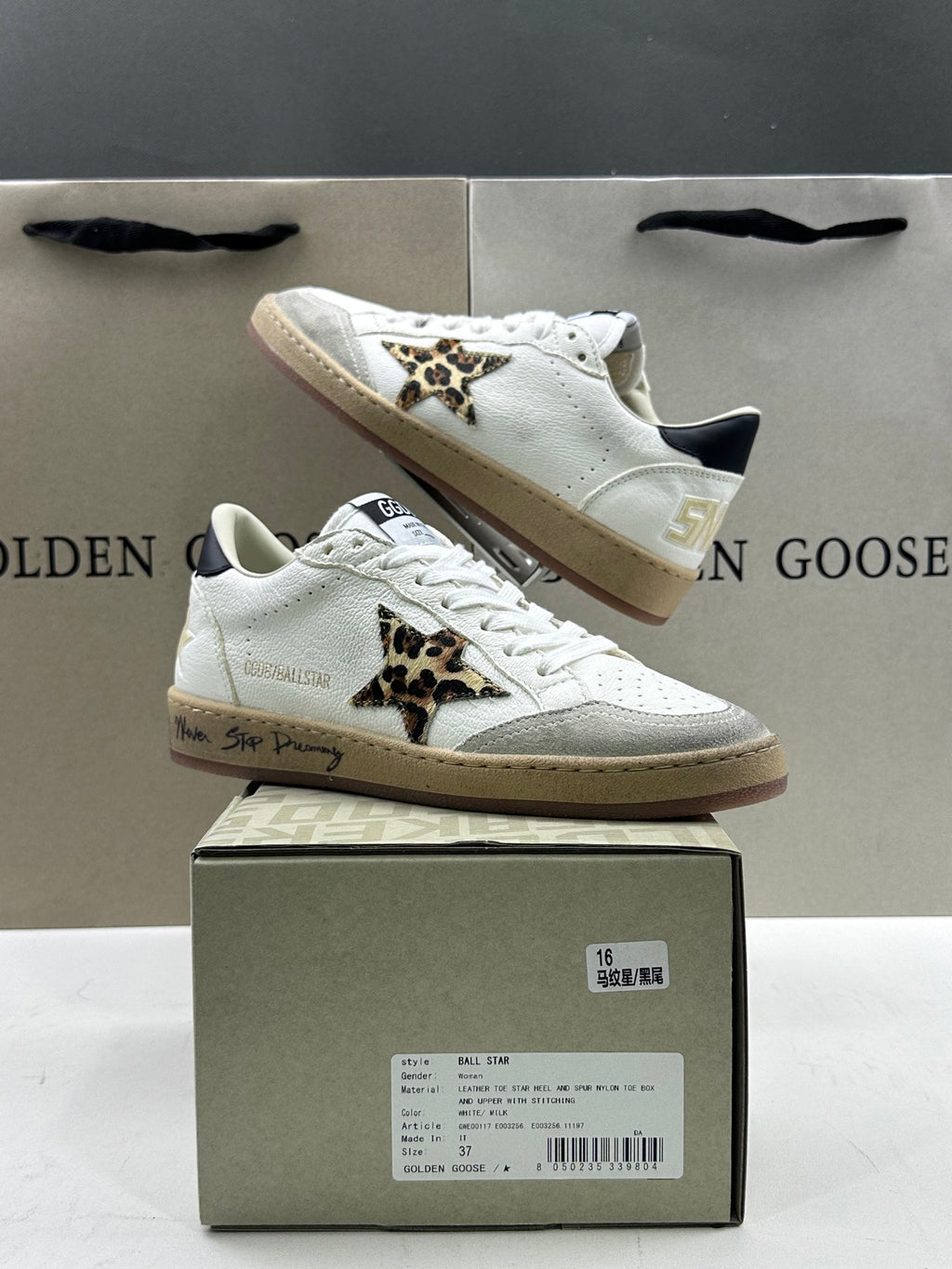 Golden Goose Ball-Star 'Leopard Print Star/Black Heel Tab'