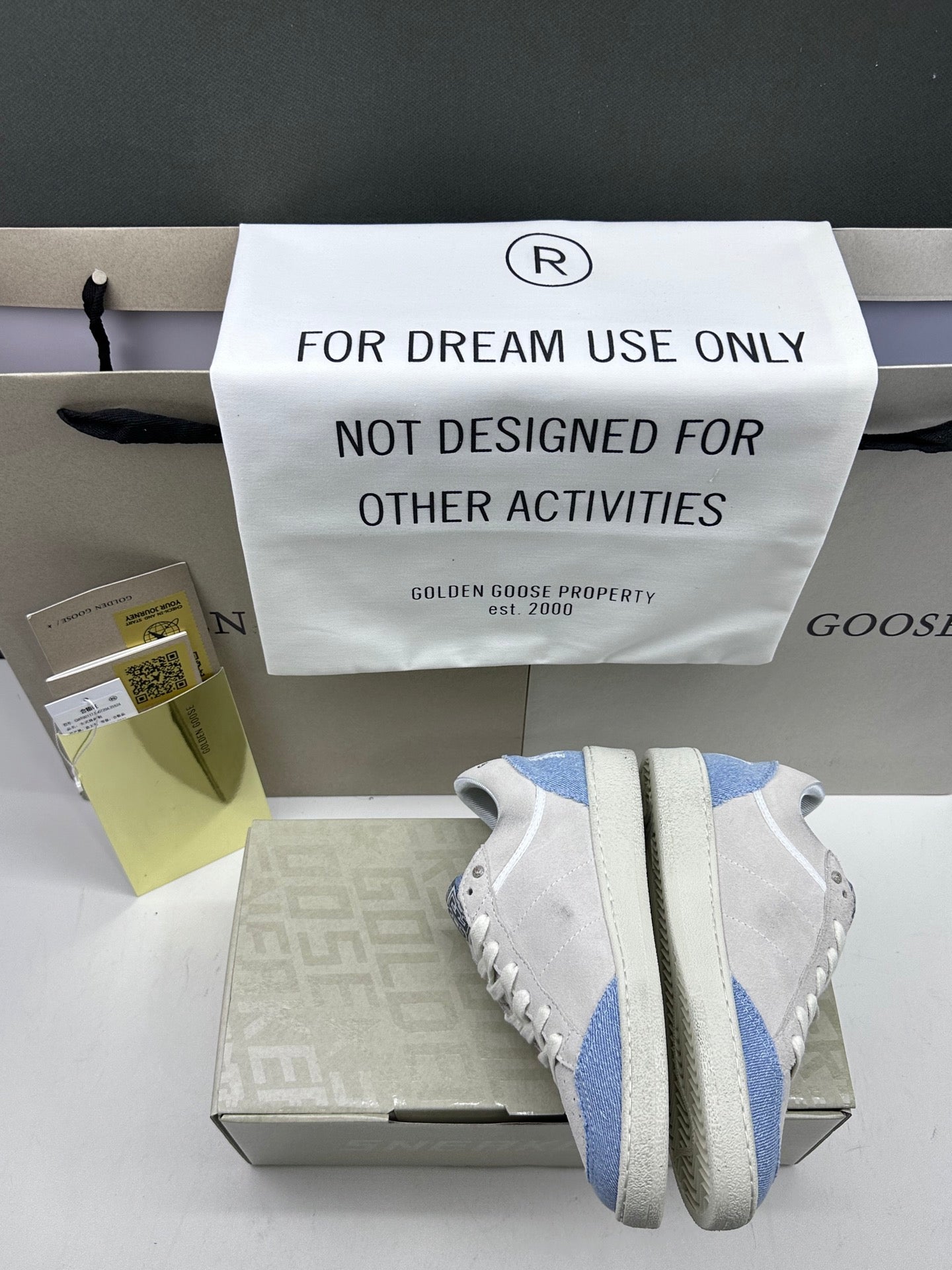 Golden Goose Ball-Star 'Light Grey Suede with Denim Blue and Metallic Silver Star'