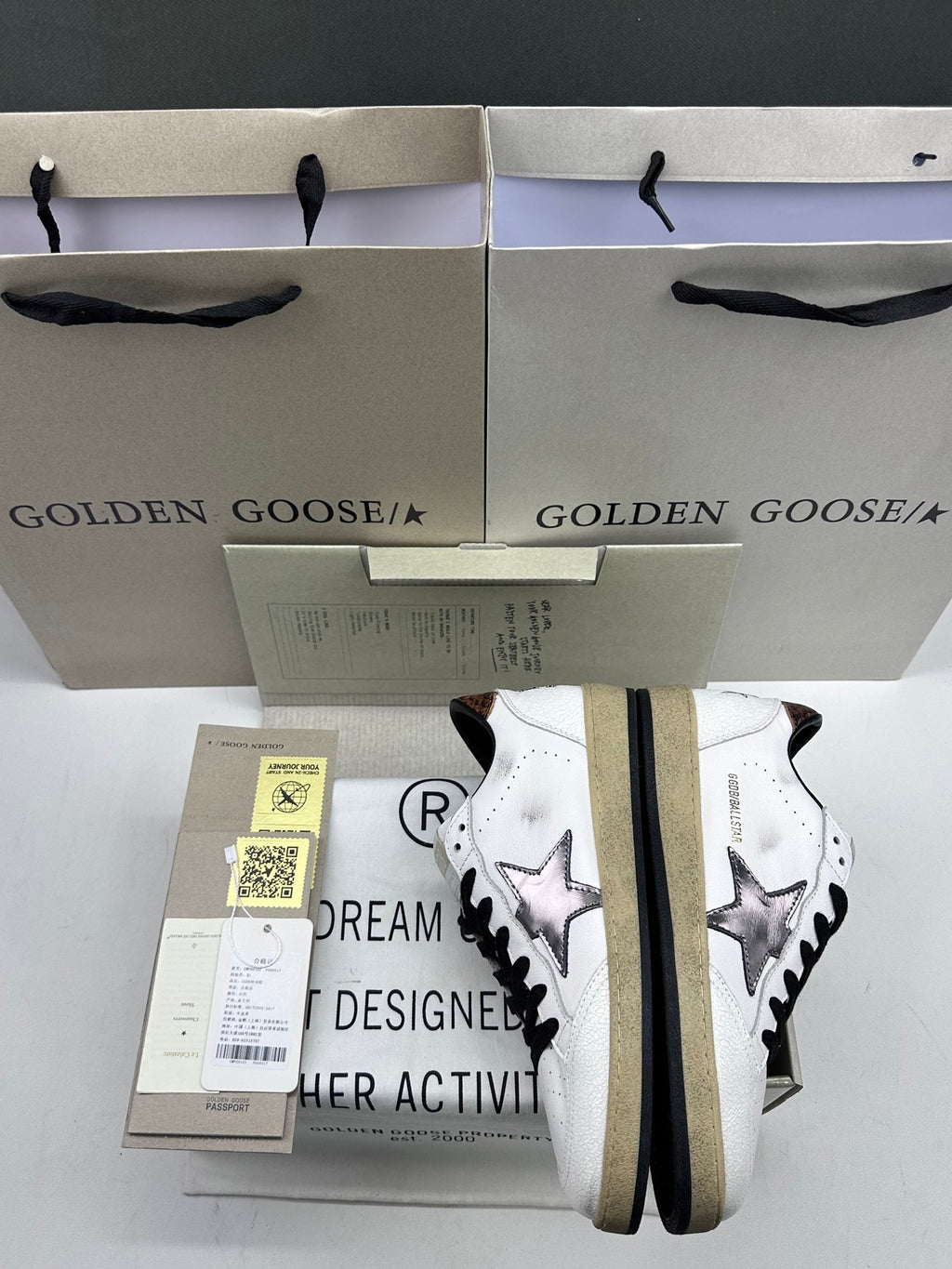 Golden Goose Ball-Star 'Metallic Bronze Star/Brown Snake Print Heel Tab'