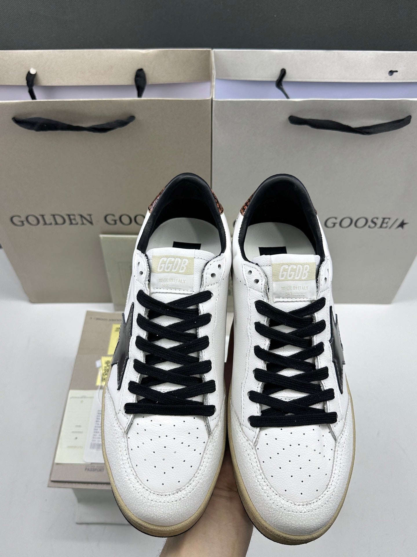 Golden Goose Ball-Star 'Metallic Bronze Star/Brown Snake Print Heel Tab'