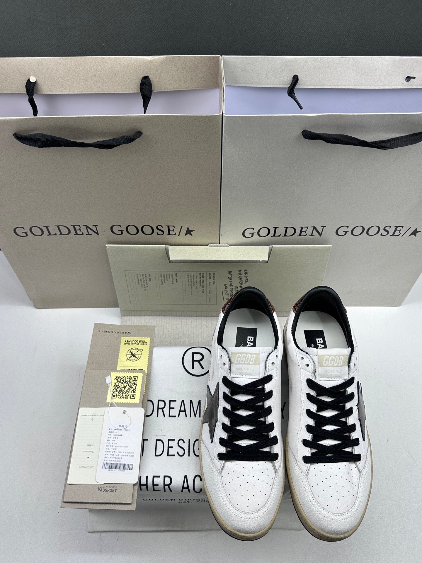 Golden Goose Ball-Star 'Metallic Bronze Star/Brown Snake Print Heel Tab'