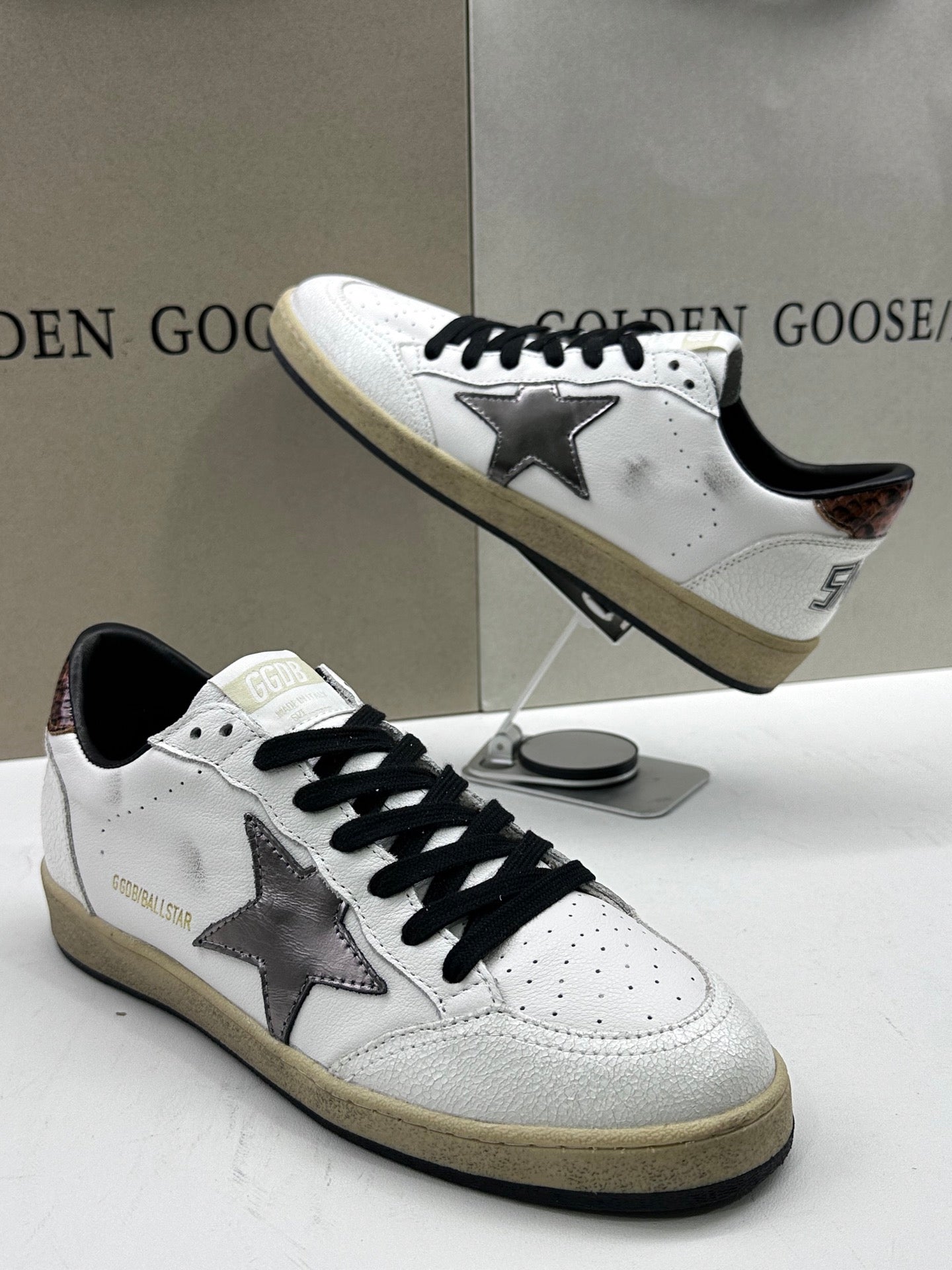 Golden Goose Ball-Star 'Metallic Bronze Star/Brown Snake Print Heel Tab'