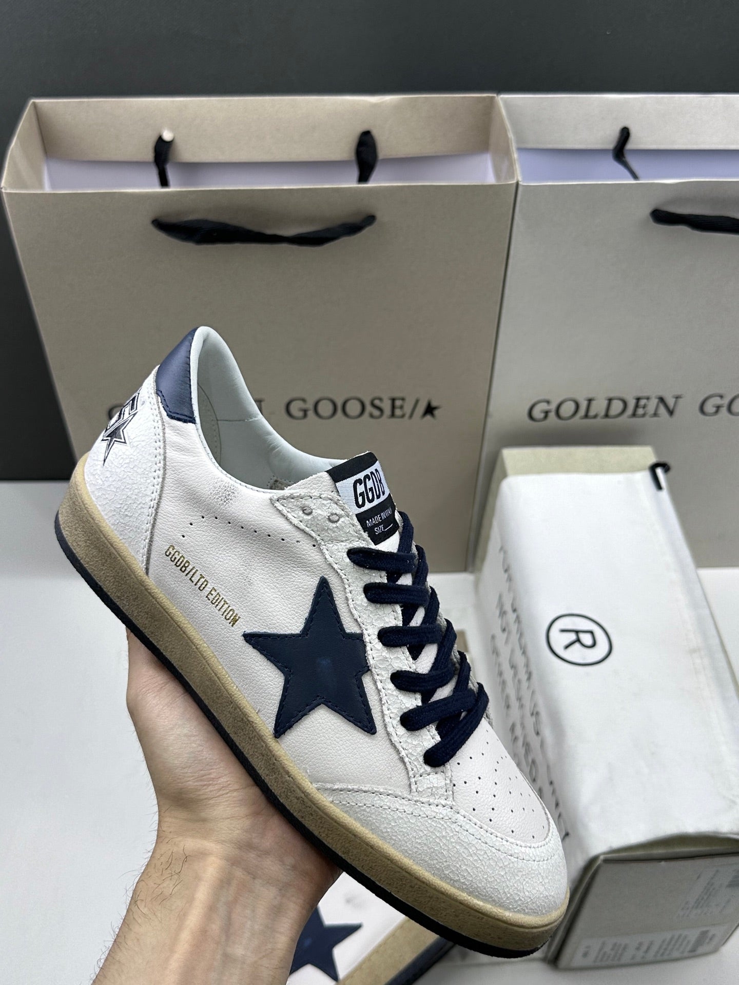 Golden Goose Ball-Star 'Dark Blue Star & Heel Tab'
