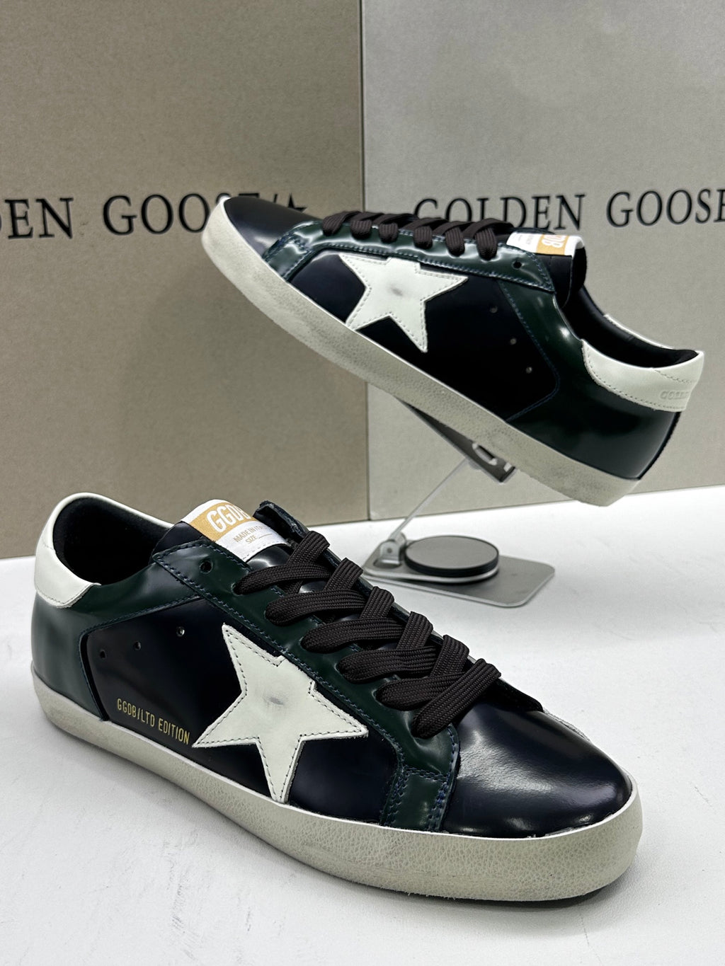 Golden Goose Super-Star LTD 'Green/Black Leather White Star & Heel Tab'