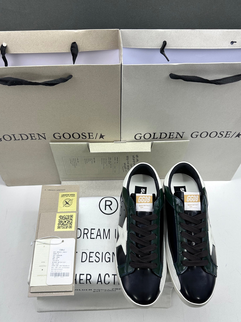 Golden Goose Super-Star LTD 'Green/Black Leather White Star & Heel Tab'